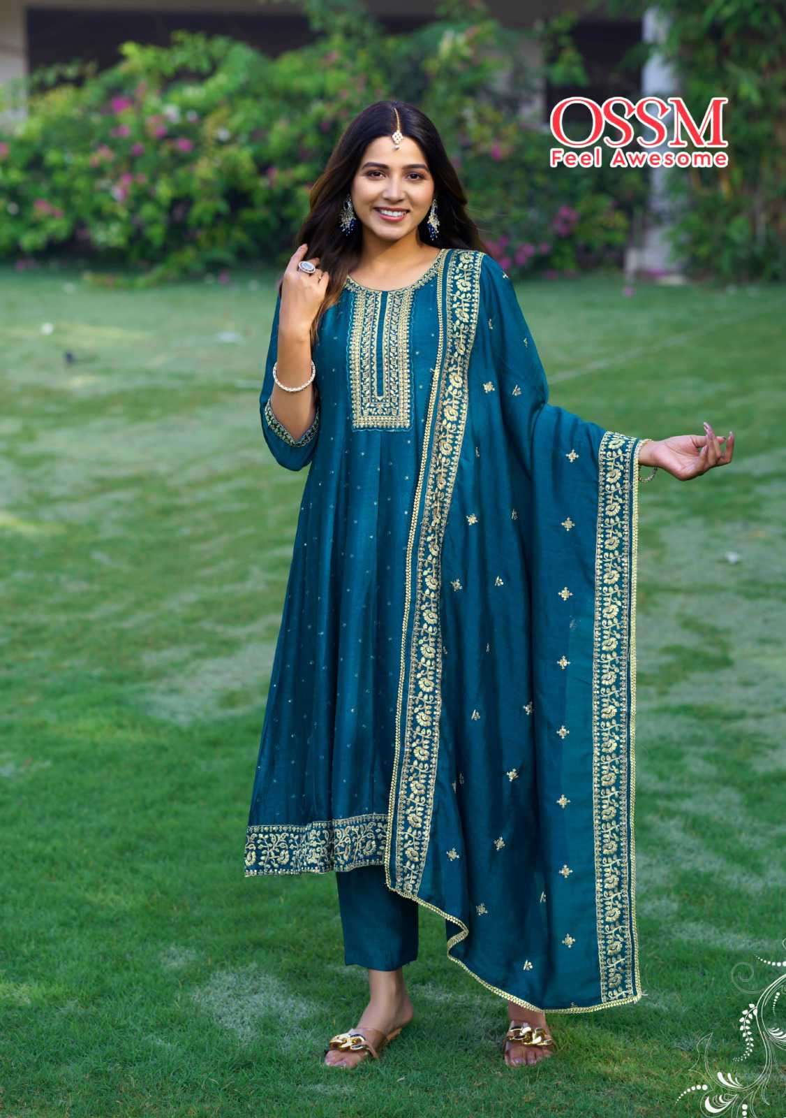 Ossm Shayra Fancy Silk Readymade Anarkali Style Suits view 4