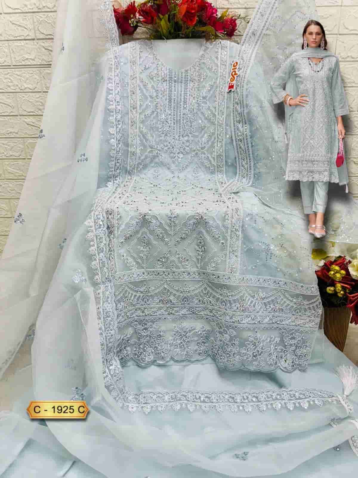 Fepic C 1925 Colors Pakistani Style Designer Organza Suit Wholesalers view 7
