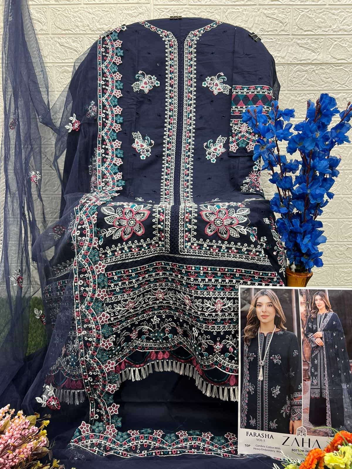 Zaha Farasha Vol-1 Embroidered Cotton Suit view 2