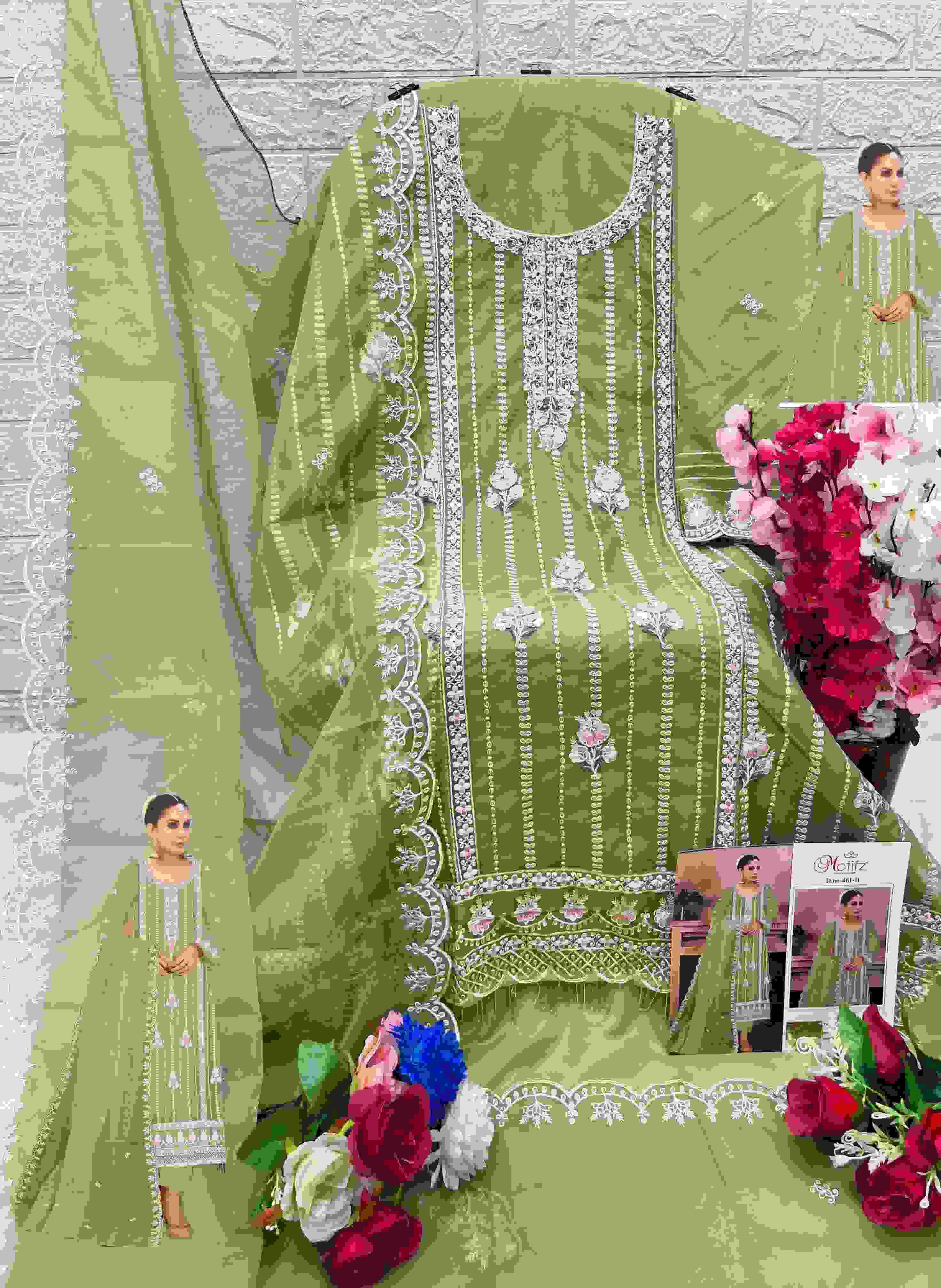 Motifz 461 Organza Straight Pakistani Suit view 2
