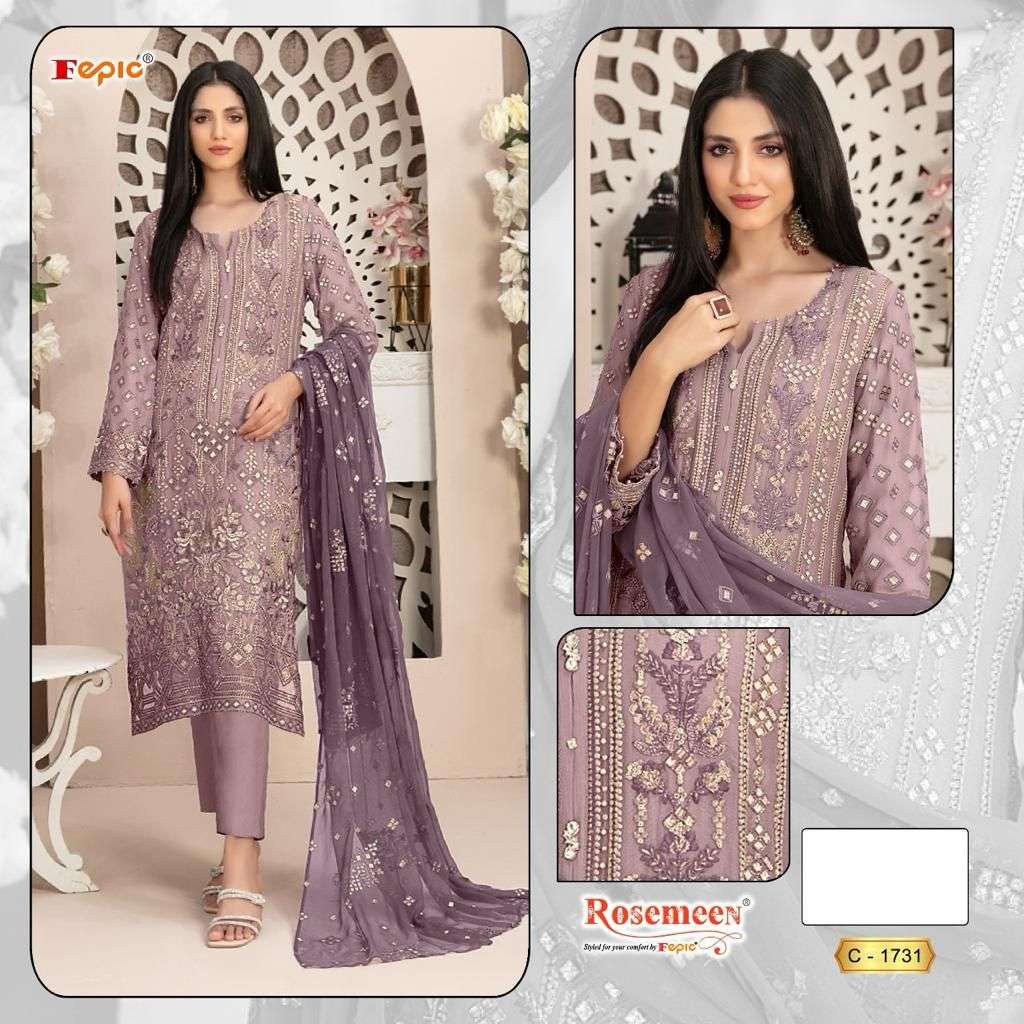 Fepic C 1731 Colors Pakistani Designer Georgette Embroidered Dress Wholesalers view 2