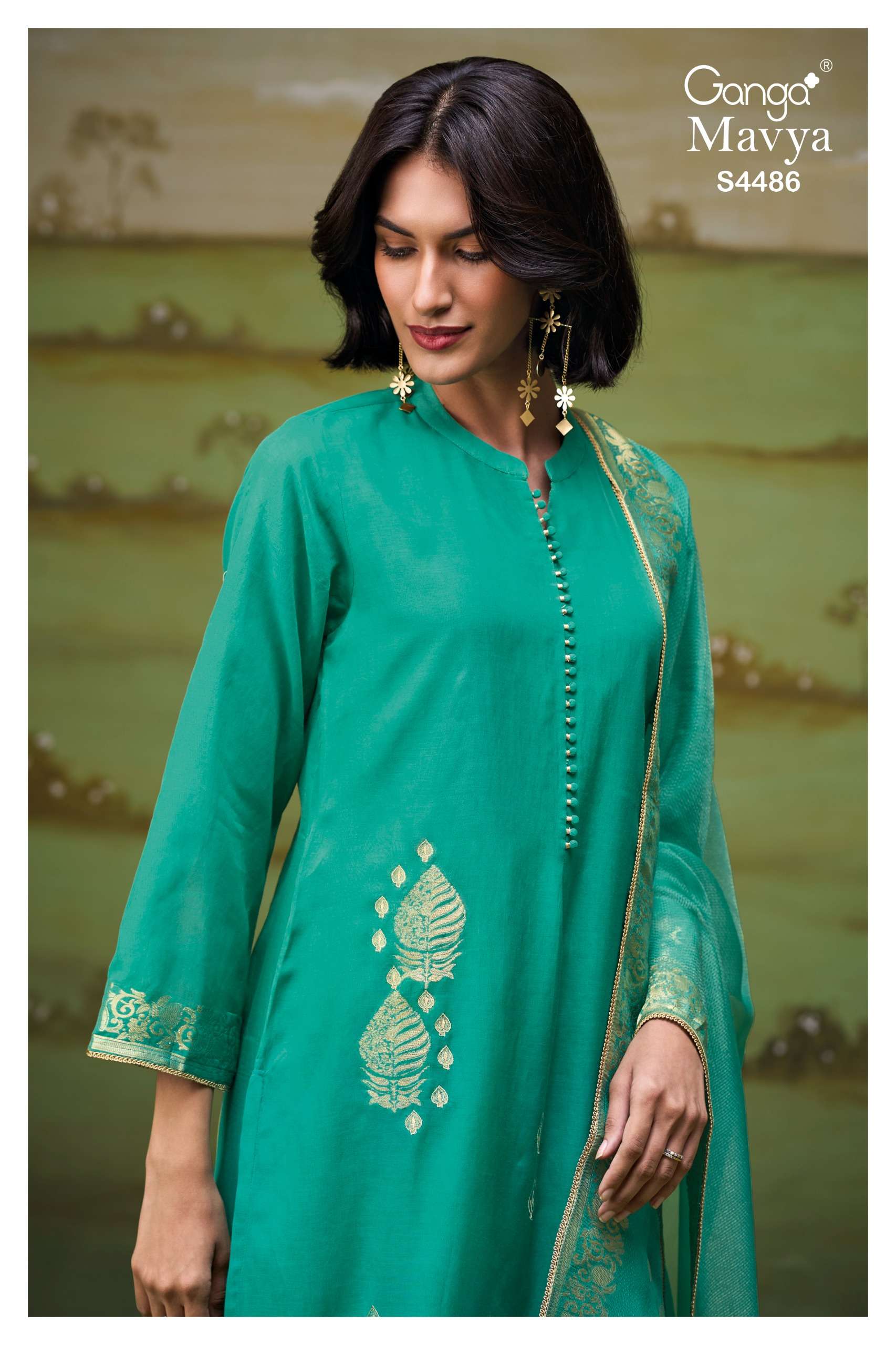 Ganga Fashion Mavya 4486 Fancy Jacquard Designs Suit Collection view 4
