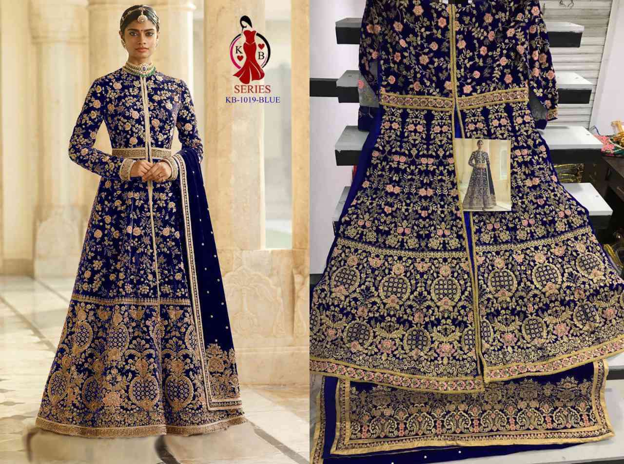 KB Series 1019 Colors Partywear Velvet Designer Indo Western Anarkali Dress view 4
