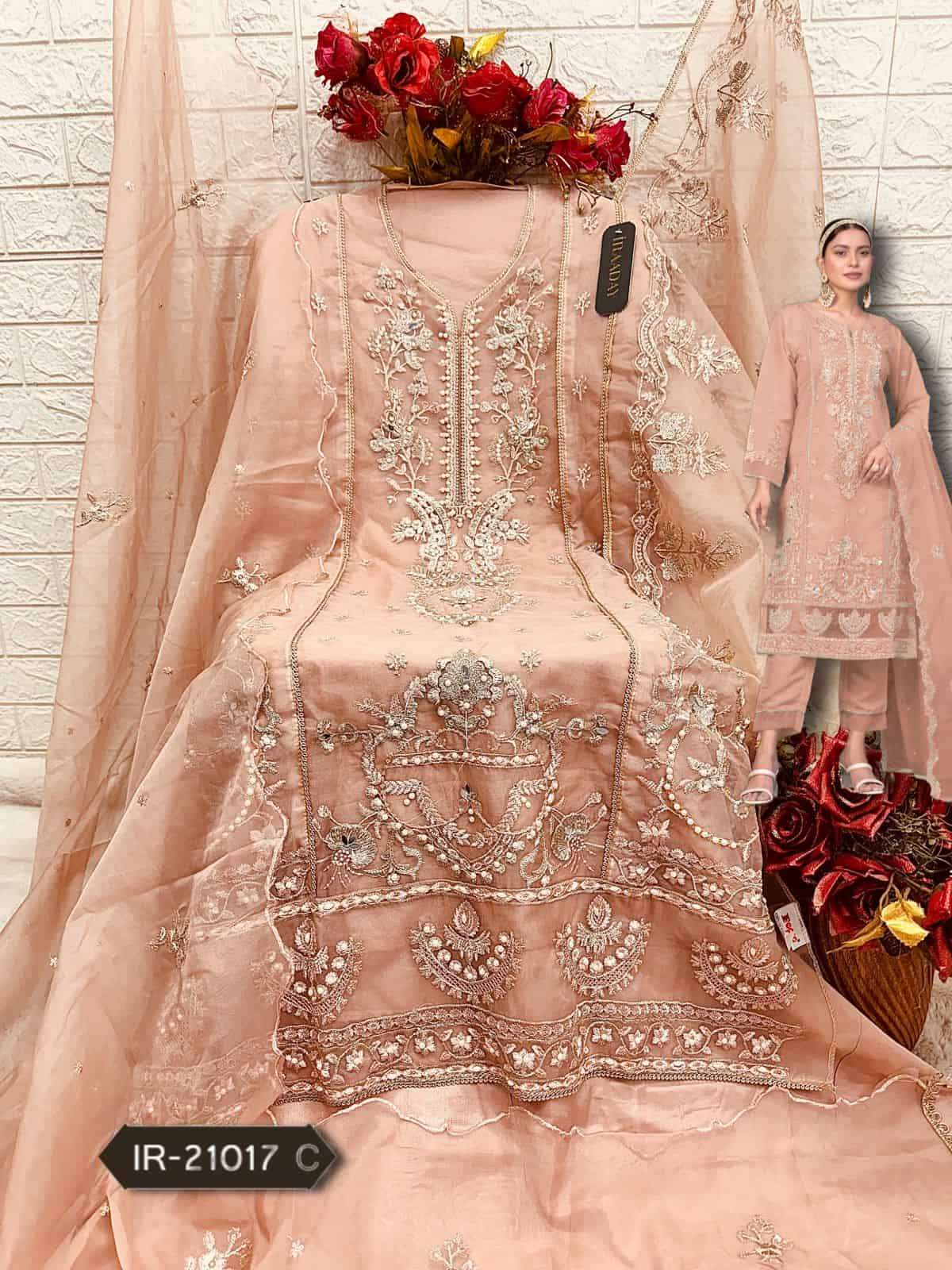 Fepic Iraaday IR 21017 Colors Pakistani Designer Style Organza Embroidered Suit Collection view 6