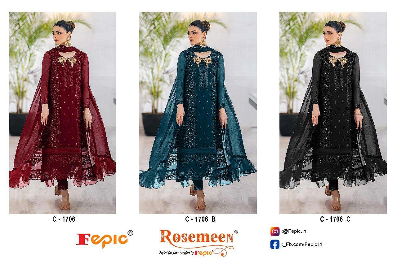 Fepic C 1706 Colors Party Wear Style Latest New Designer Pakistani Suit Online view 3