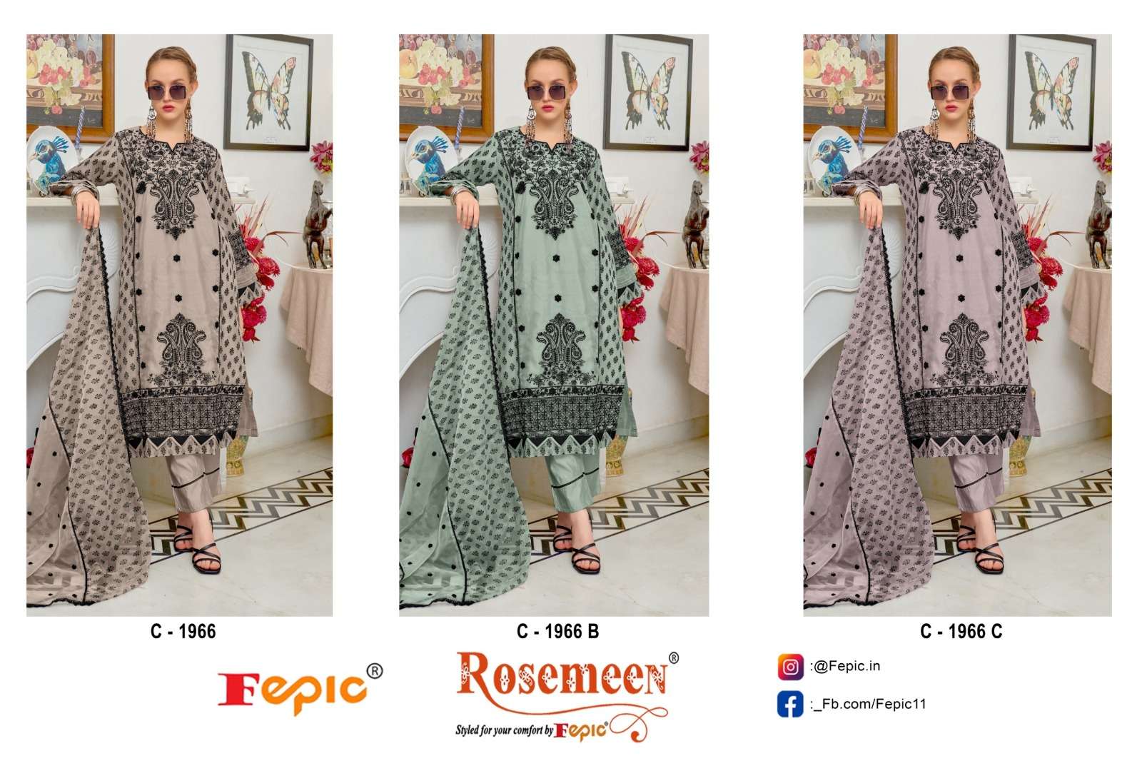 Fepic C 1966 Colors Pakistani Salwar Collection At Price view 4