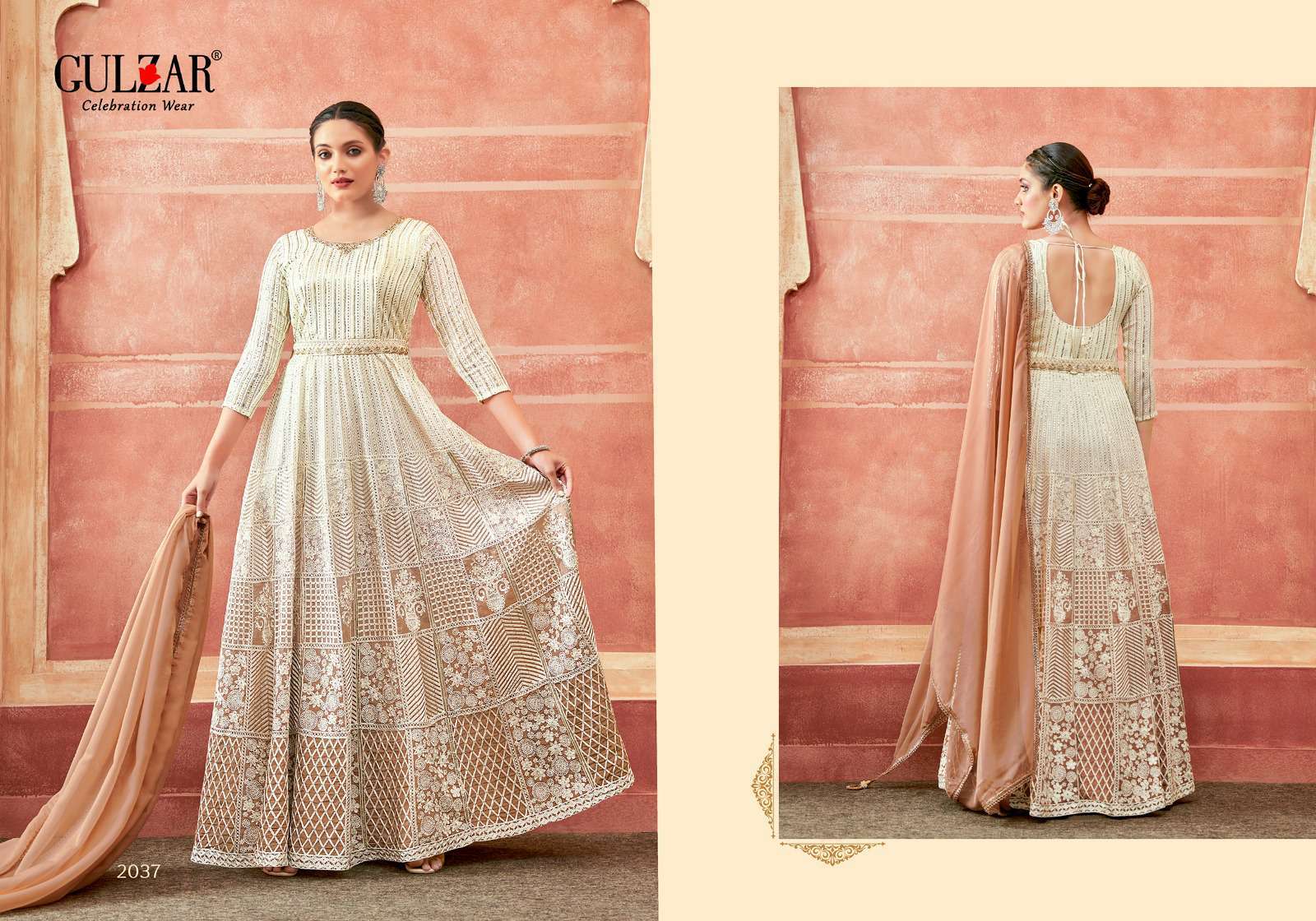 Gulzar Falguni 2035 To 2039 Traditional Wear Gown Dupatta Set Latest Collection view 6