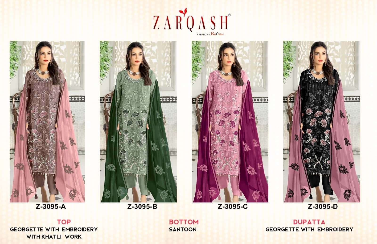 Zarqash Z 3095 Colors Pakistani Embroidered Designer Salwar Suit Wholesalers view 4