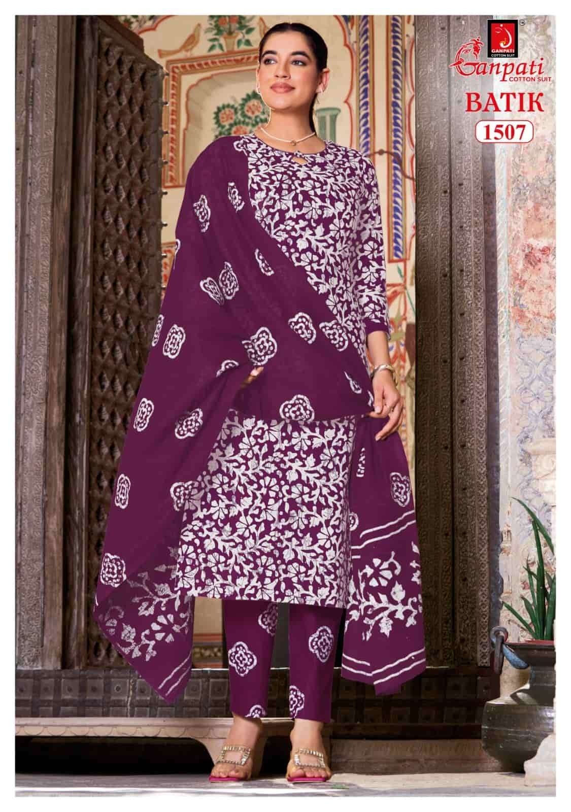 Ganpati Batik With Pant Vol 15 Unstitch Cotton Ladies Dress view 3