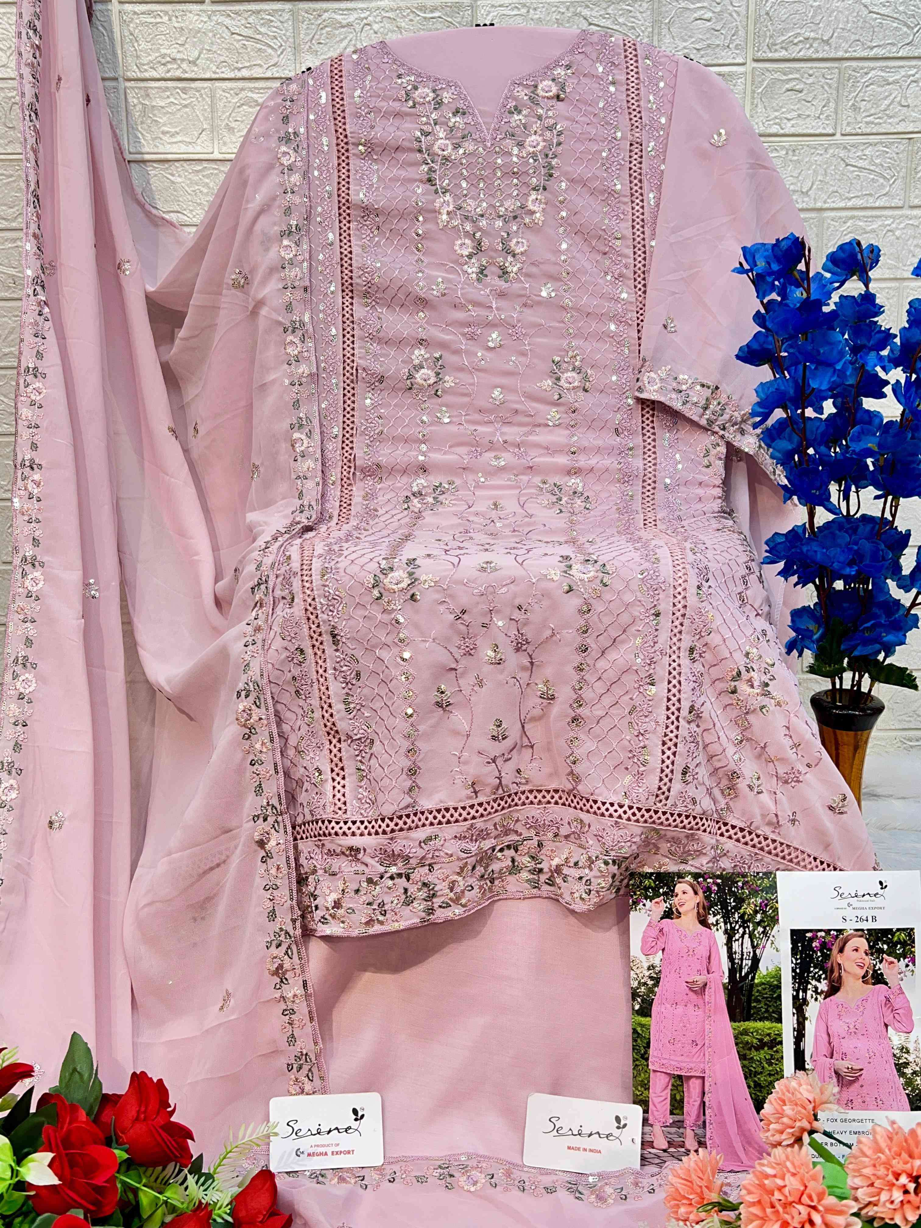 Serine S 264 Colors Pakistani Georgette Ladies Suit Catalog Wholesalers view 7