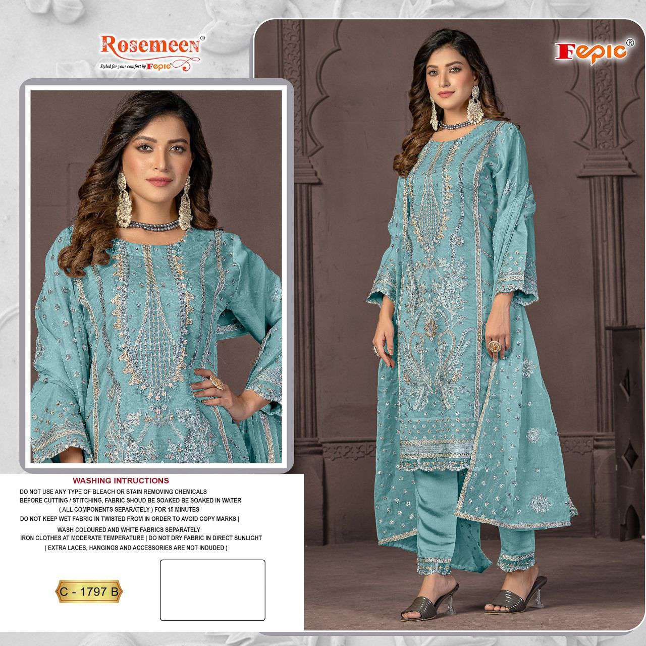 Fepic C 1797 Colors Rosemeen Pakistani Salwar Suit Catalog Exporters view 4