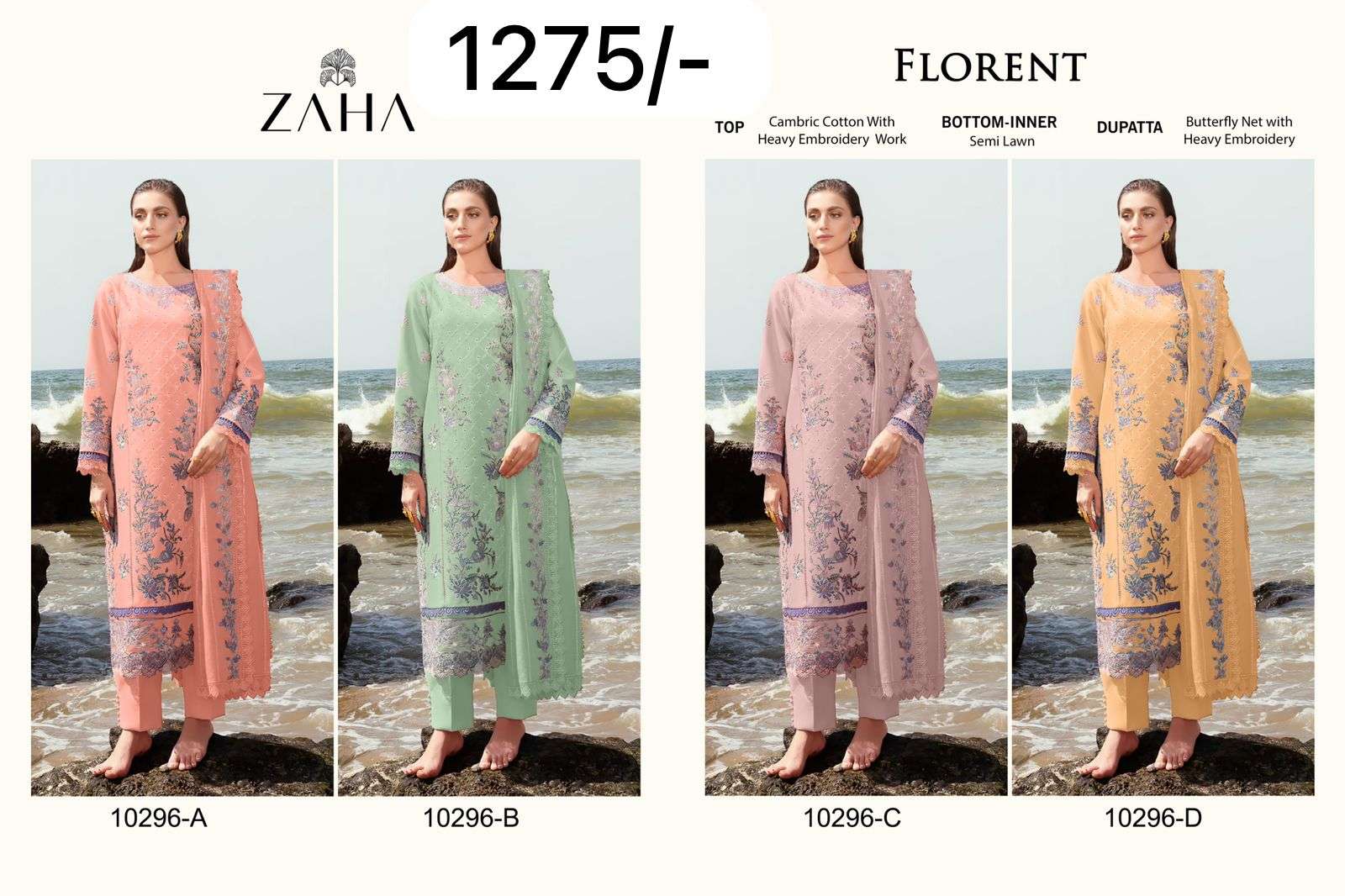 Zaha Florent 10296 Colors Pakistani Cotton Dress Catalog Exporters Buy Online view 4