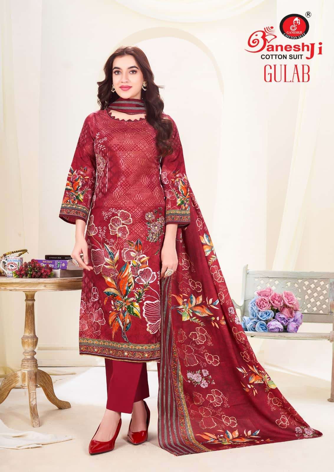 Ganeshji Gulab Vol 1 Unstitch Cotton Ladies Dress Catalog view 10