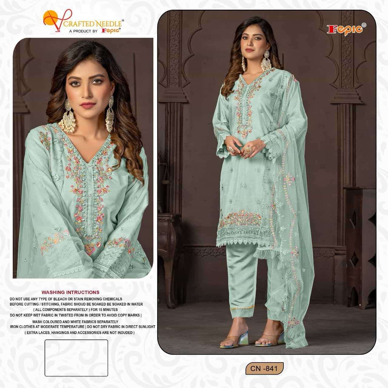 Fepic Crafted Needle Organza Pakistani Suit view 4