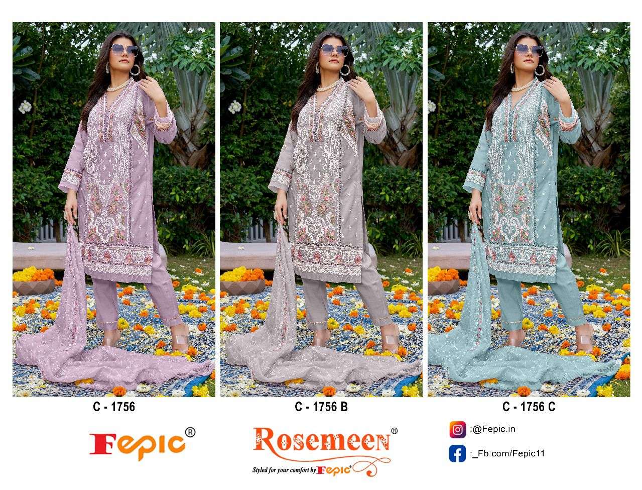 Fepic C 1756 Colors Heavy Embroidered Pakistani Suit Exporters view 4