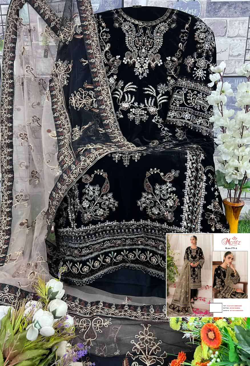 Motifz 375 Colors Exclusive Heavy Designer Pakistani Velvet Suit view 7