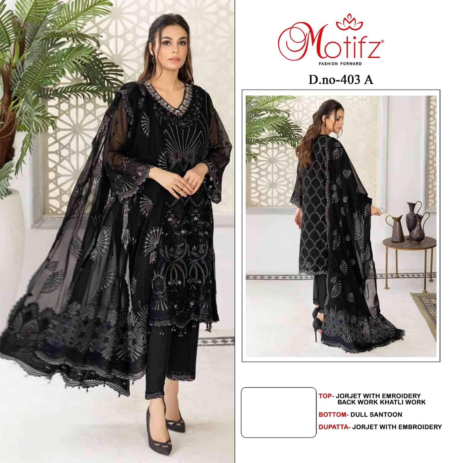 Motifz 403 Colors Pakistani Exclusive Designer Style Party wear Suit Wholesalers view 2
