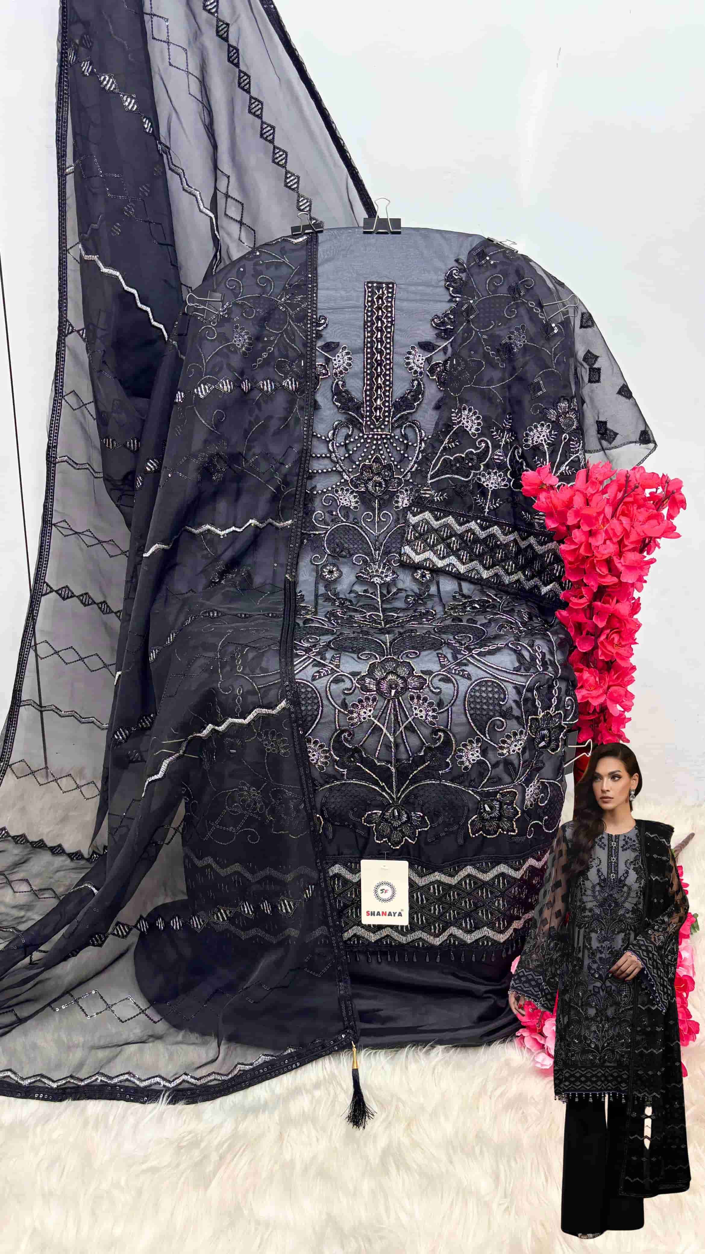 Shanaya S 187 Pakistani Designer Organza Embroidered Suit Exporter view 2