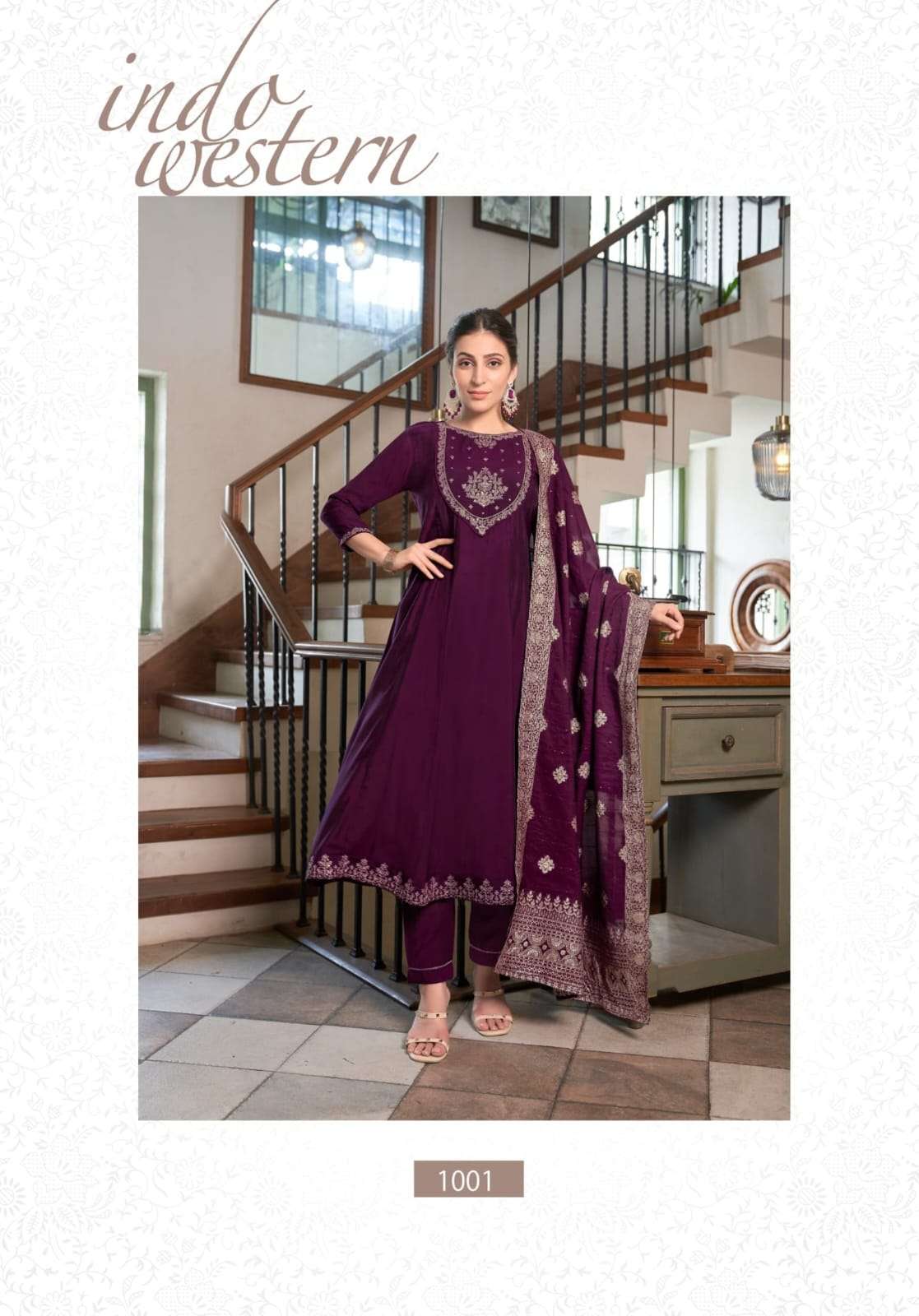 Ossm Sargam Stylish Anarkali Kurti Pant Dupatta Set New Designs view 2