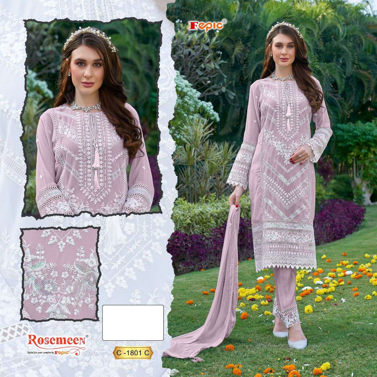 Fepic C 1801 Colors Fancy Embroidered Georgette Pakistani Suit view 6