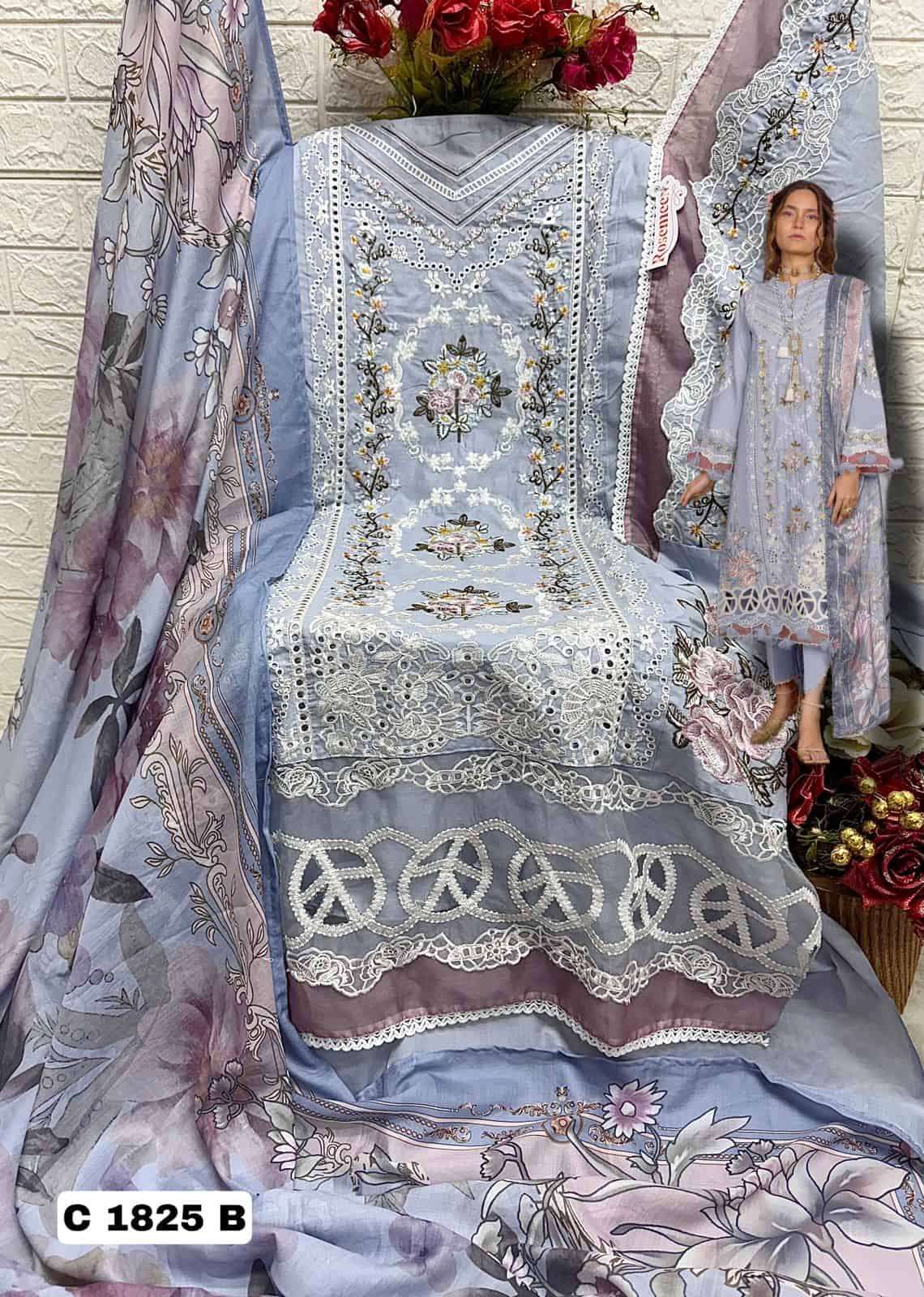 Fepic C 1825 Colors Pakistani Designer Cotton Embroidered Salwar Suit Wholesalers view 7