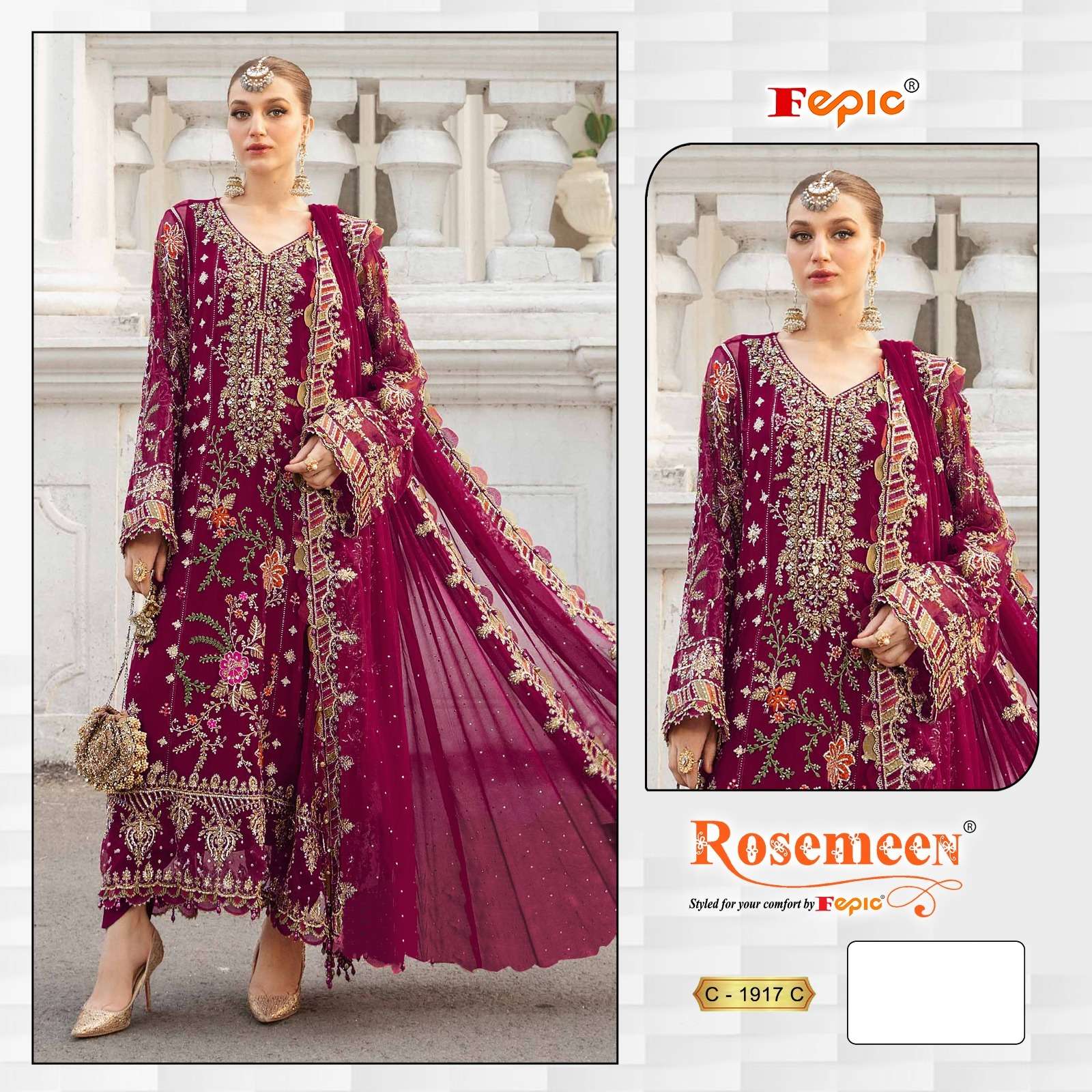 Fepic C 1917 Colors Festive Wear Style Heavy Designer Pakistani Suit Collection view 4