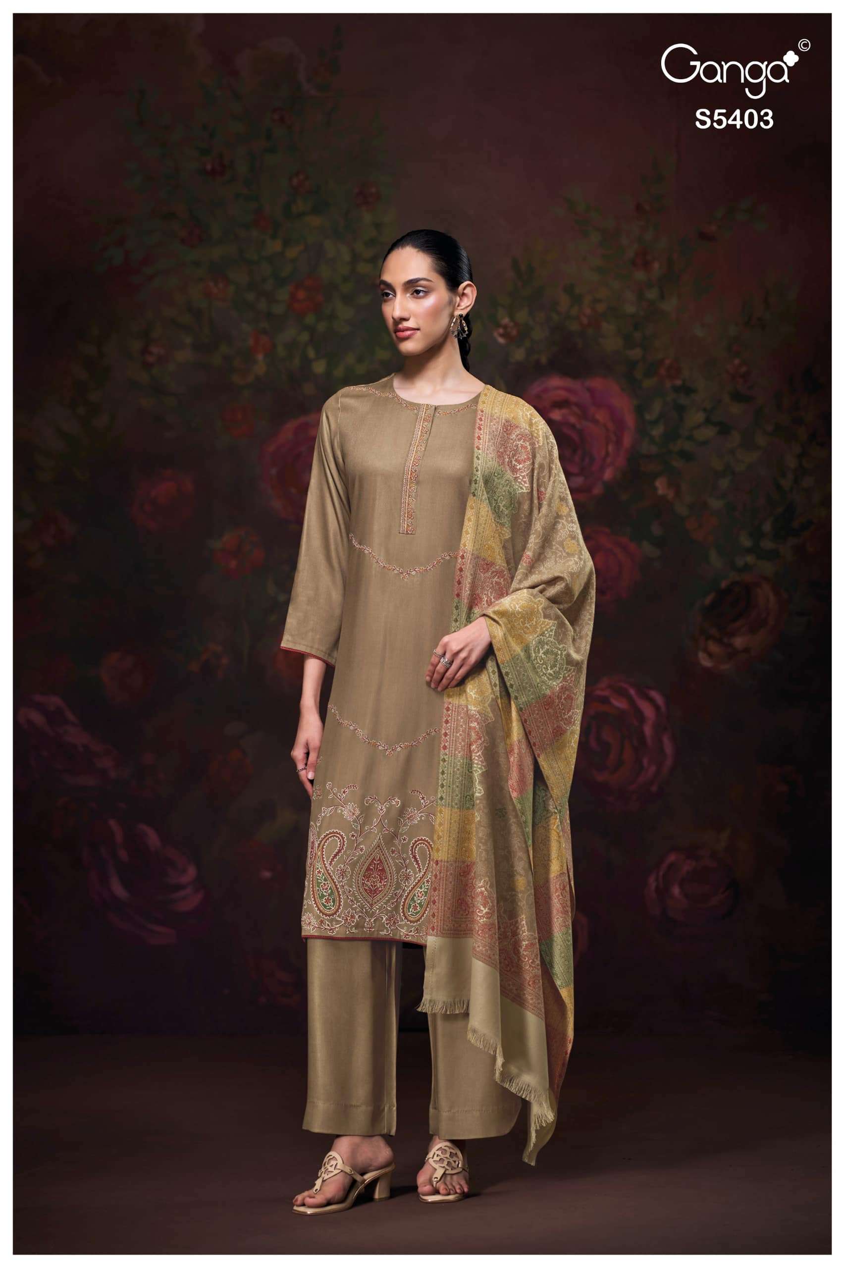 Ganga Fashion Liviae 5403 Pure Pashmina Winter Collection Salwar Suits view 2