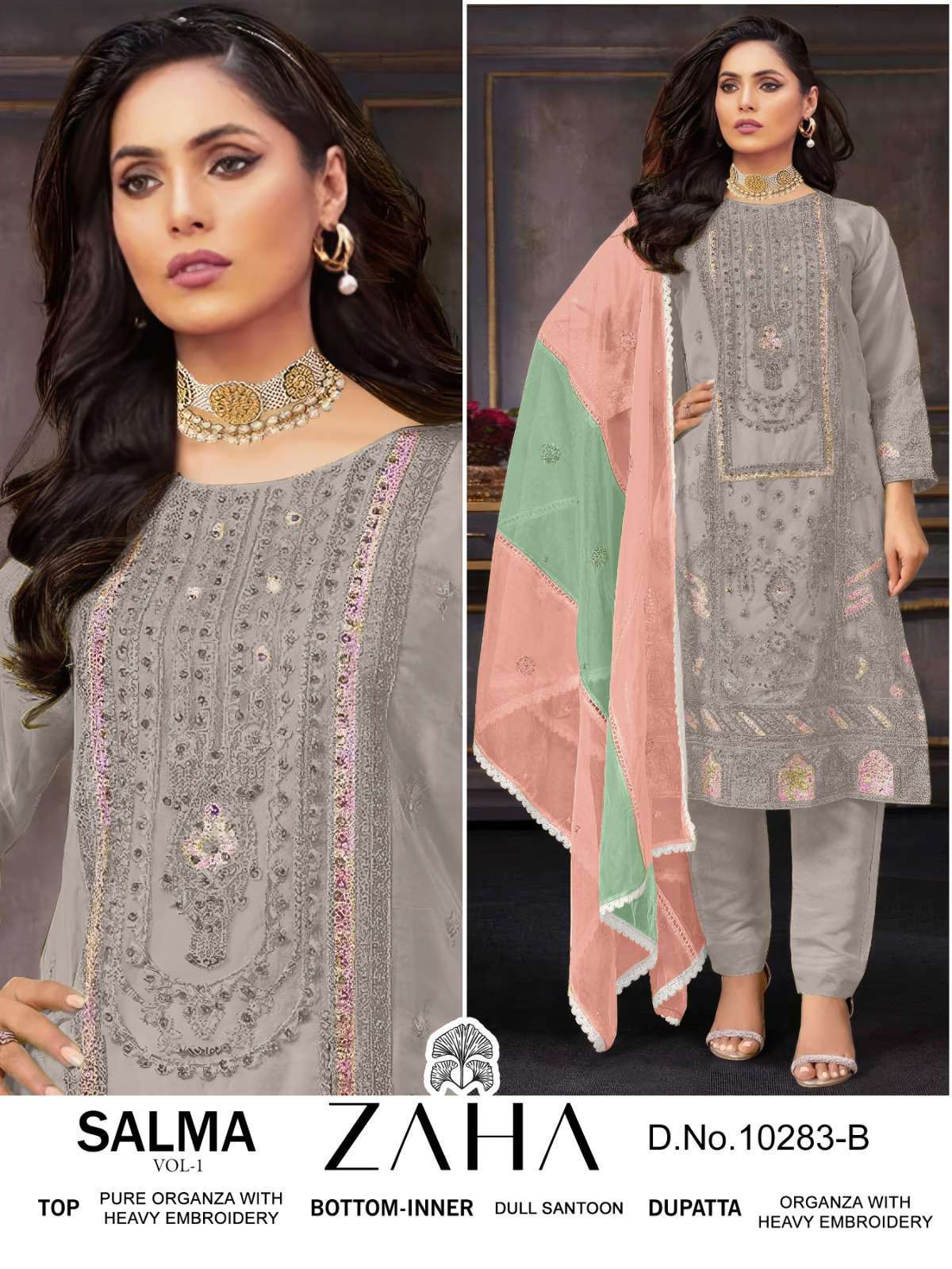 Zaha Salma Vol 1 Organza Pakistani Suit view 5