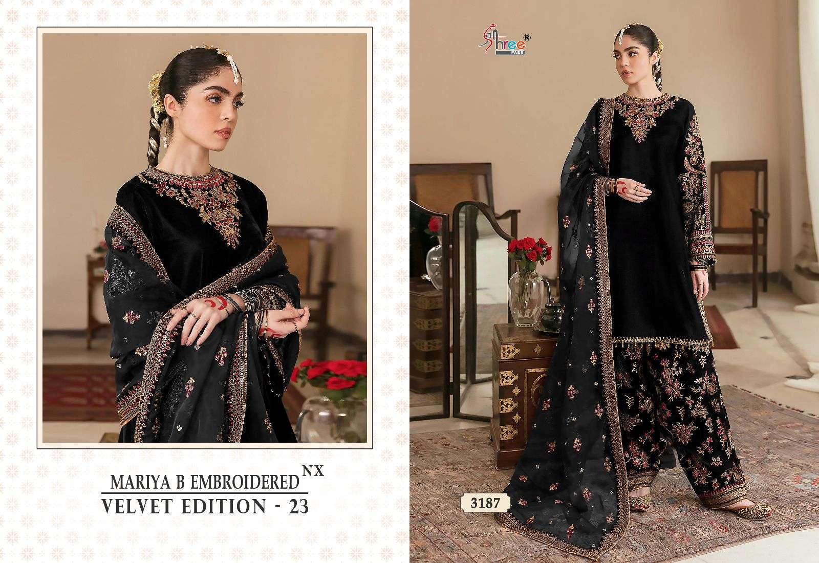 Shree Fabs Mariya B Embroidered Velvet Edition 23 Mini Nx Designer Velvet Suits Exporter view 3