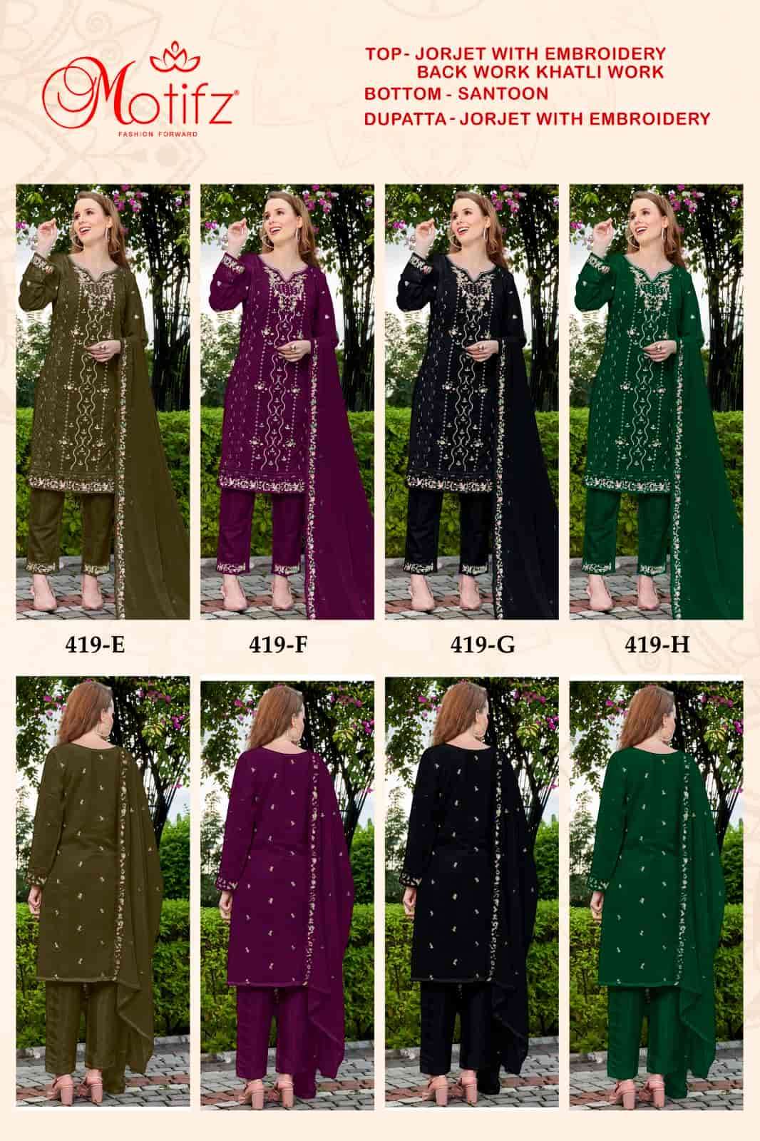 Motifz 419 Colors Festive Wear Style Designer Pakistani Salwar Suit Wholesalers view 4