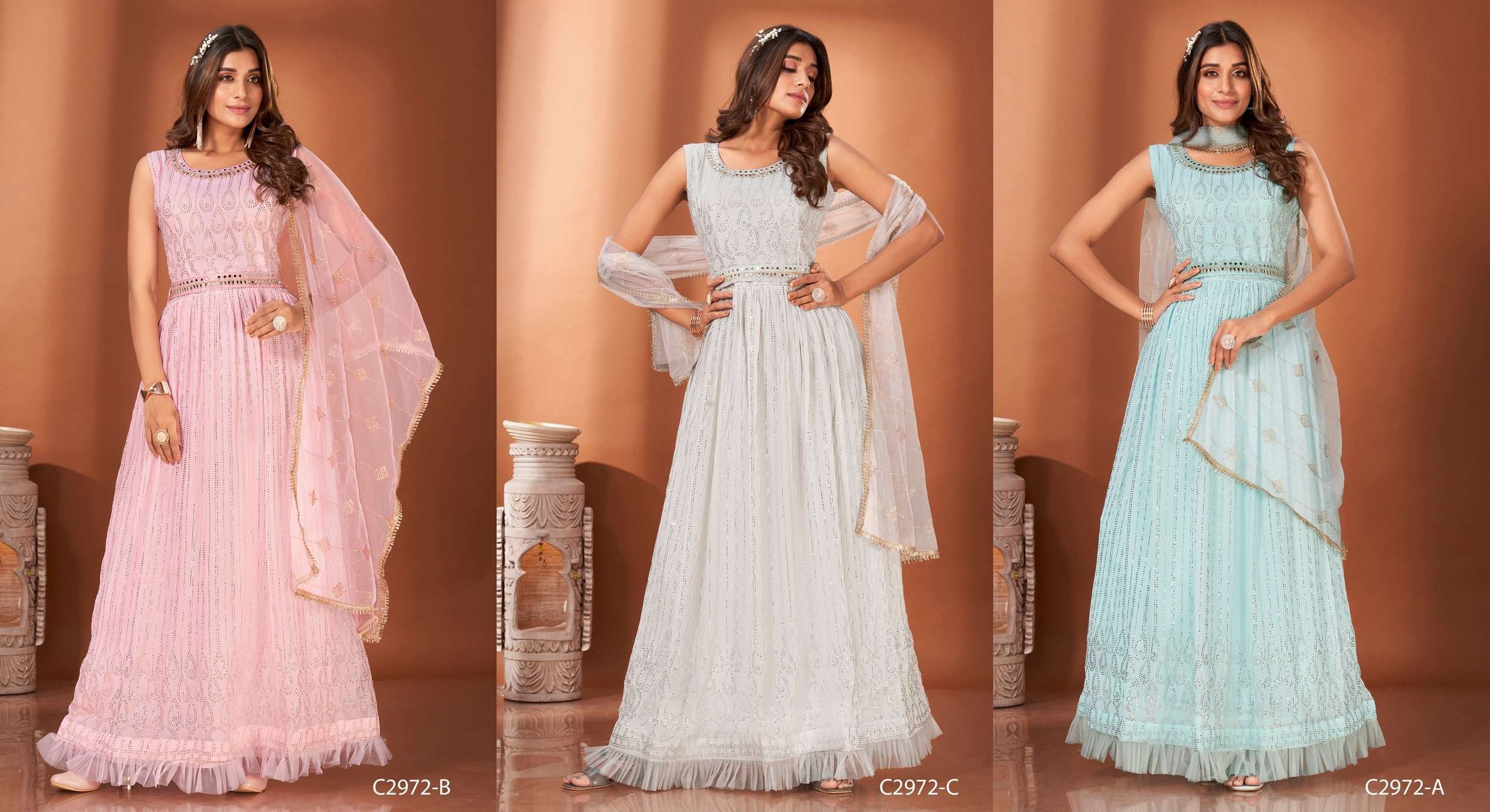 Amoha Trends C 2972 Colors Indo Western Style Frill Gown Partywear Collection view 7