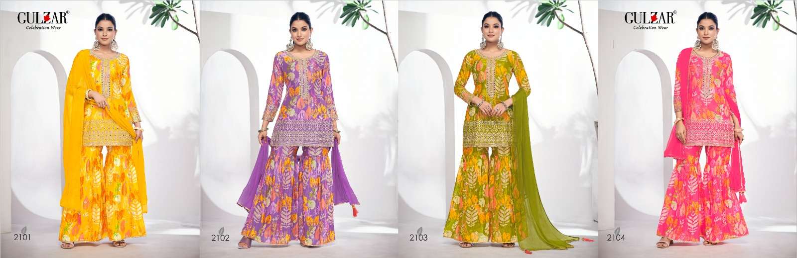 Gulzar Monisha 2101 To 2104 Designer Sharara Dress Wedding Collection view 15