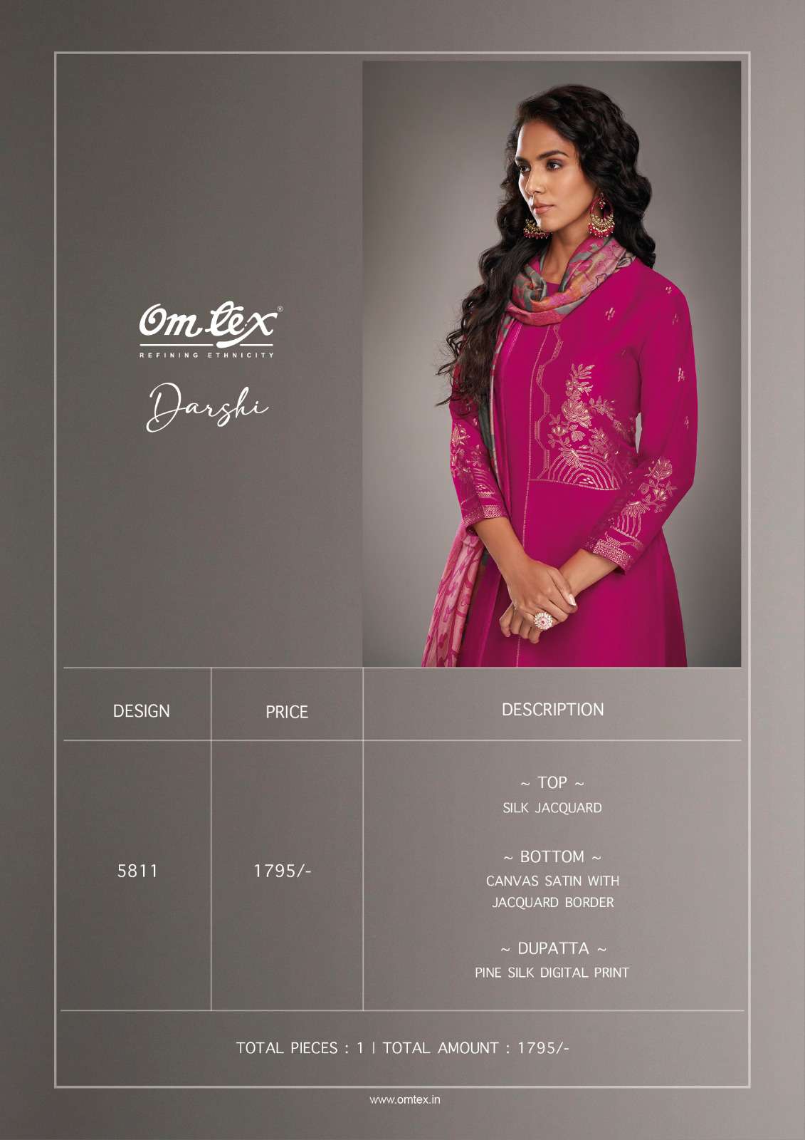 Omtex Darshi Jacquard Silk Partywear Designs Ladies Suit Collection view 3