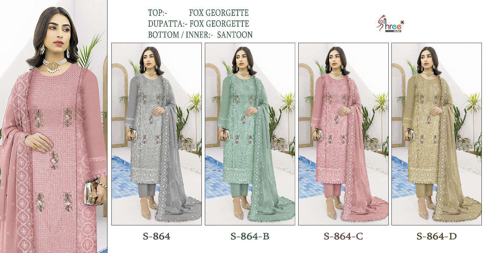 Shree Fabs S 864 Colors Fancy Georgette Pakistani Suit Catalog Exporters view 6