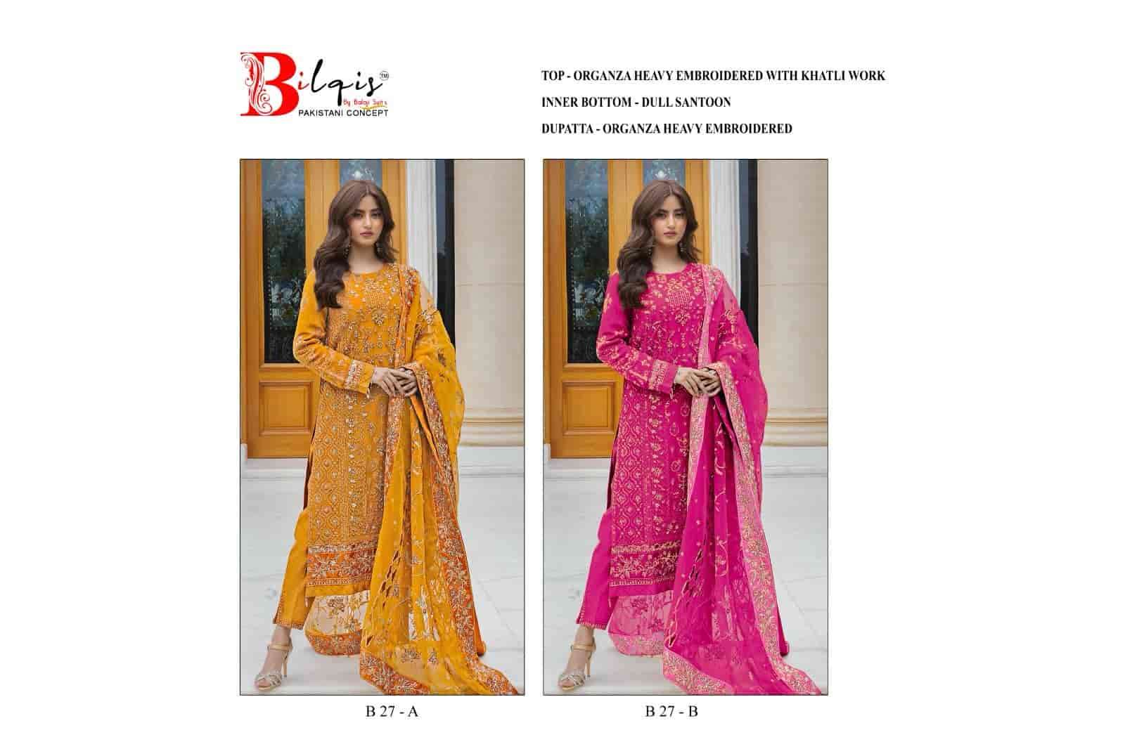 Bilqis B 27 Colors Pakistani Style Organza Embroidered Dress Wholesalers view 2