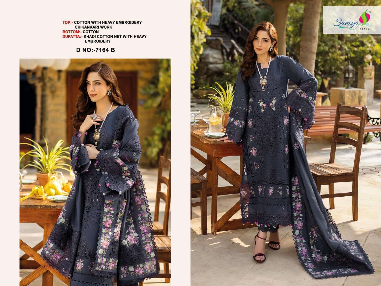 Saniya Trendz D 7164 B Latest Design Cotton Pakistani Suit Collection view 2