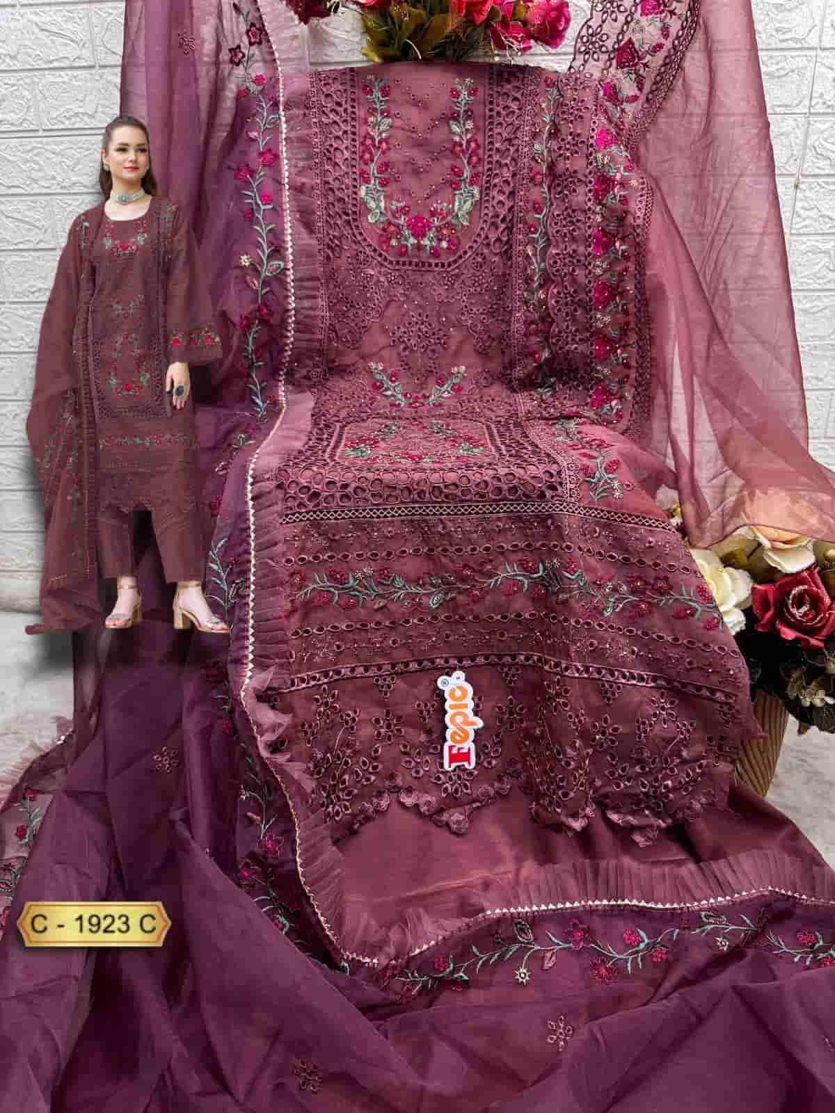 Fepic C 1923 Colors Pakistani Style Organza Embroidered Suit Wholesalers view 7