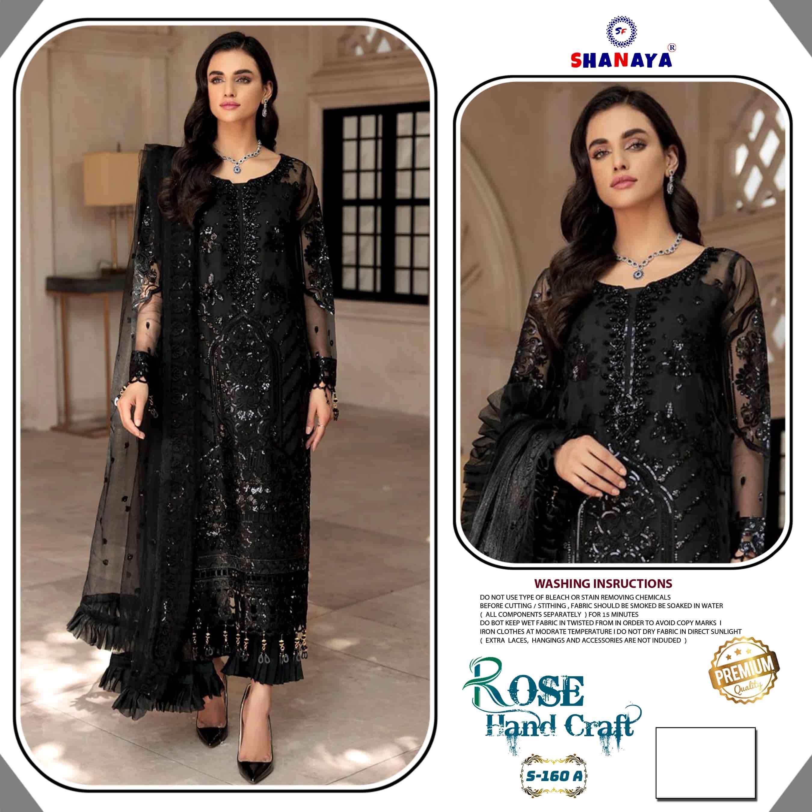 Shanaya Rose Hand Craft S 160 Colors Pakistani Party Wear Style Designer Suit Wholesalers