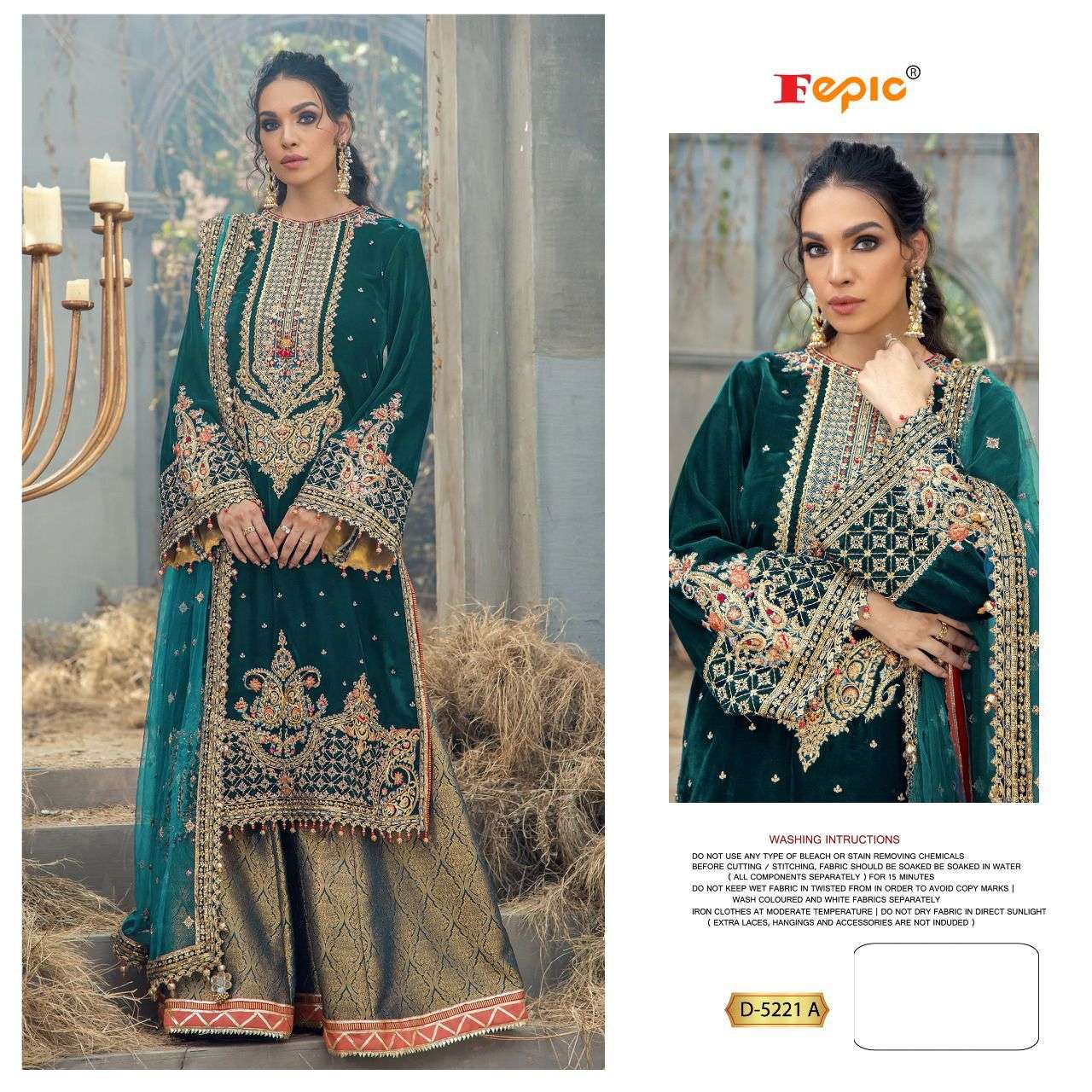 Fepic D 5221 Colors Party Wear Designer Velvet Pakistani Suit view 5