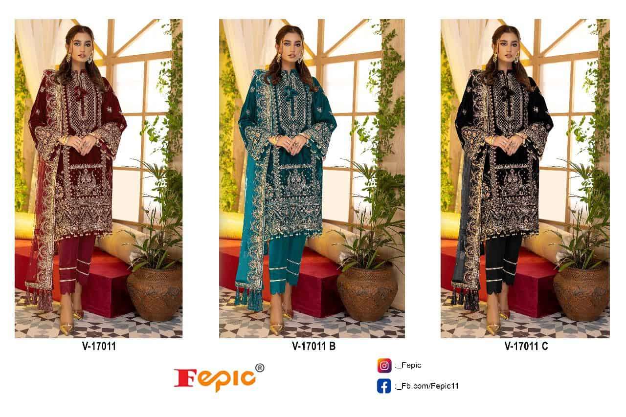 Fepic V 17011 Colors Heavy Designer Winter Wear Pakistani Party Wear Suit Wholesalers view 4