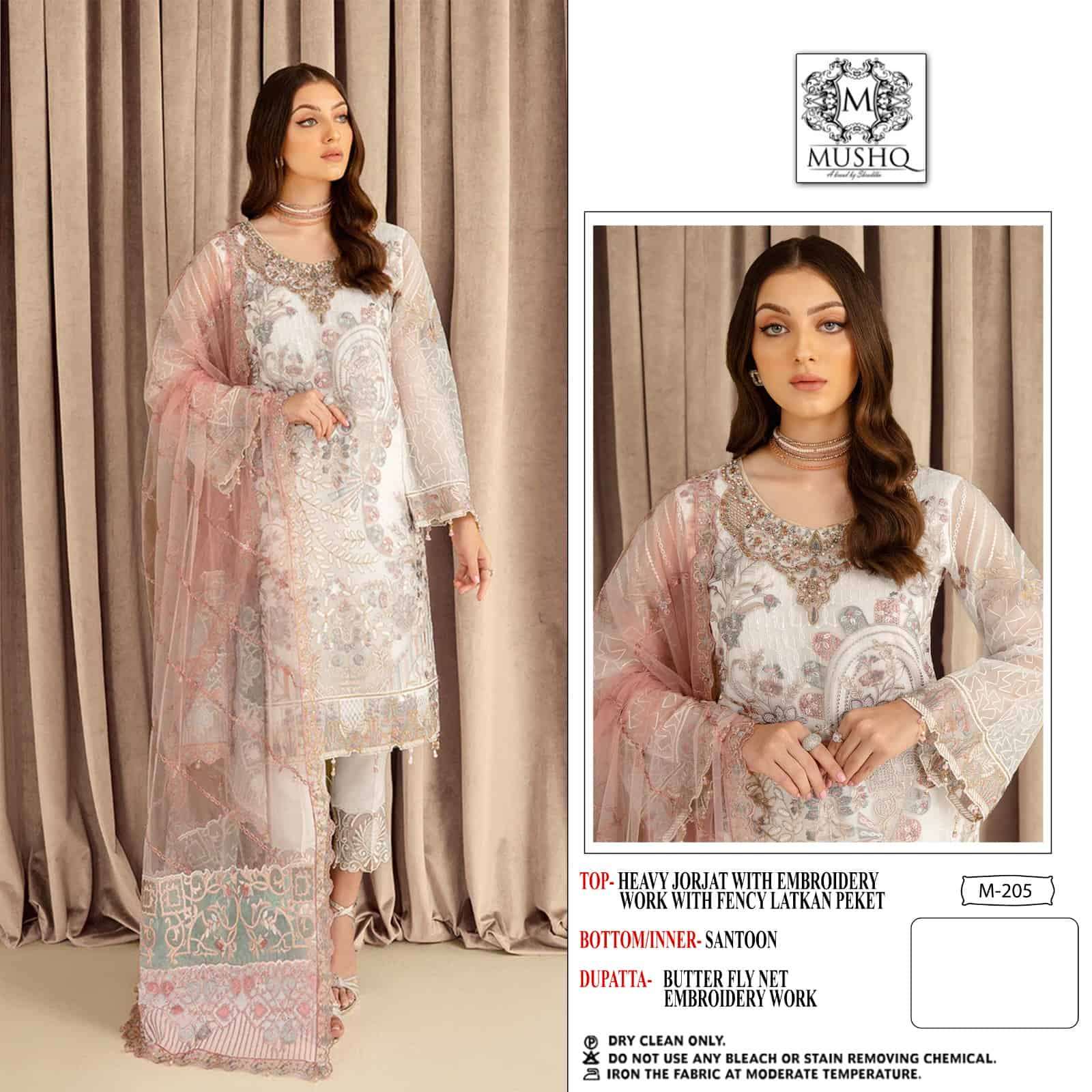 Mushq M 205 Colors Fancy Designer Style Party Wear Pakistani Suit Exporter view 8