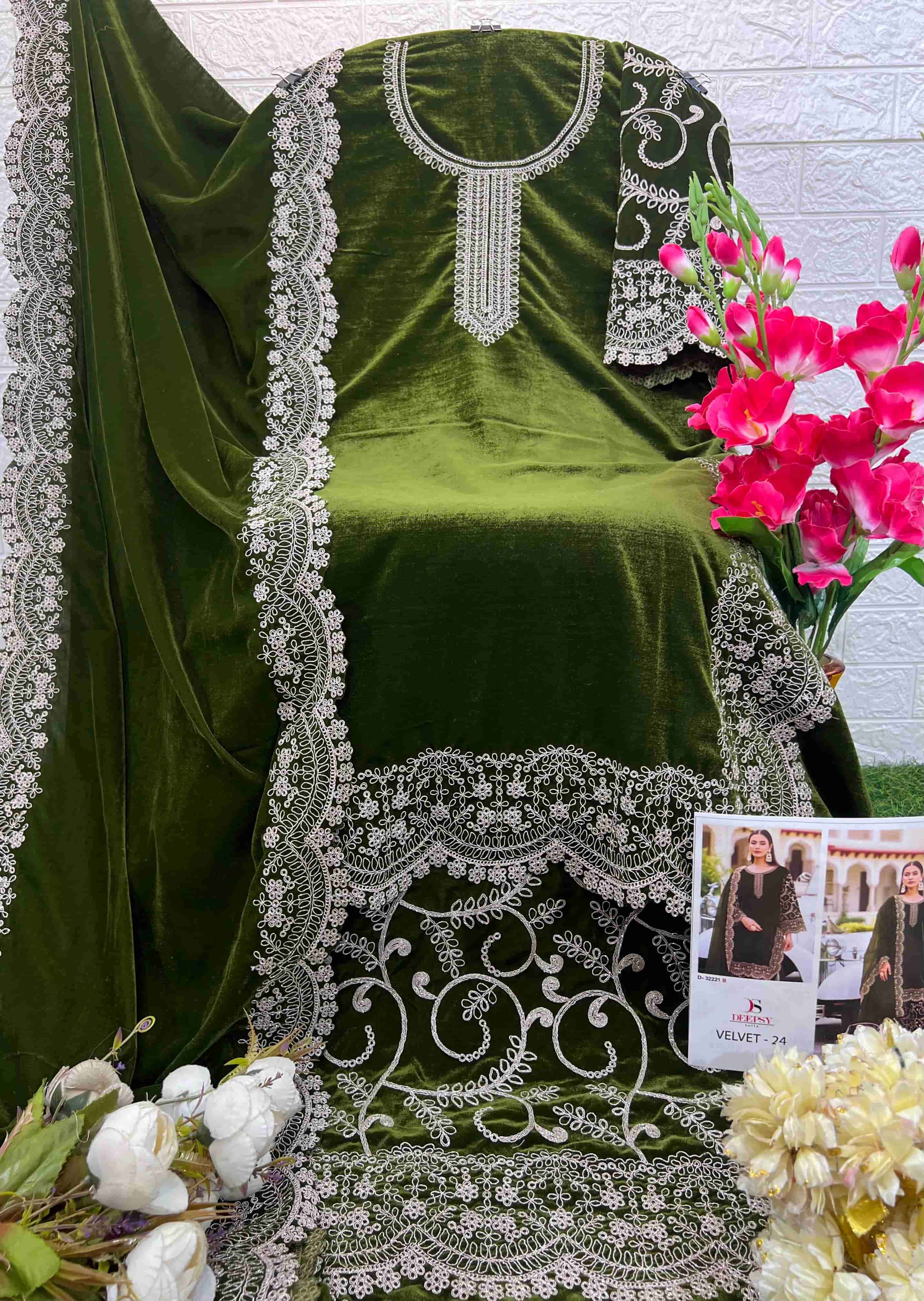 Deepsy D 32221 B Festive Wear Style Designer Velvet Salwar Suit Ensemble view 2