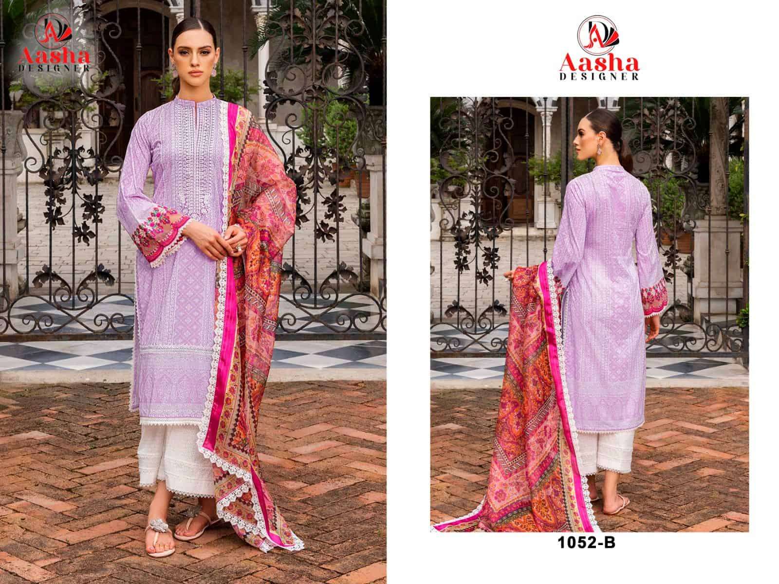 Aasha Designer 1052 Colors Fancy Printed Cotton Embroidered Unstitched Dress Collection view 2