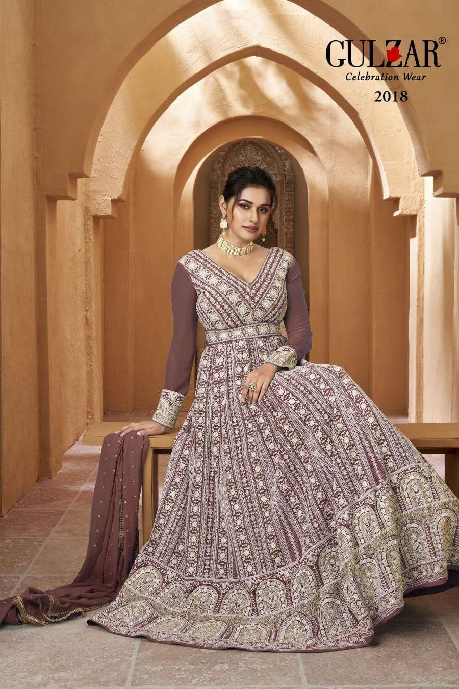 Gulzar Resham Latest Designer Anarkali Gown Partywear Collection view 9