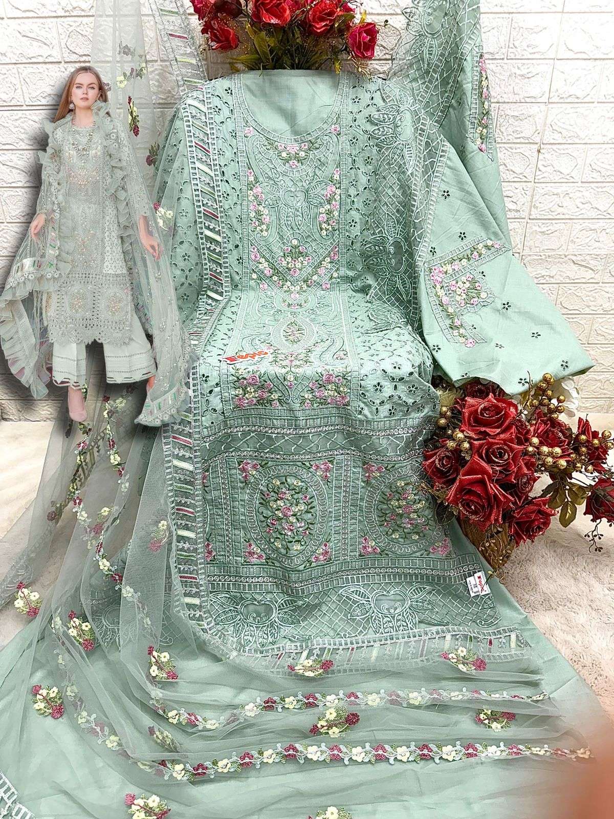 Fepic C 1789 Colors Embroidered Designs Pakistani Cotton Dress view 4