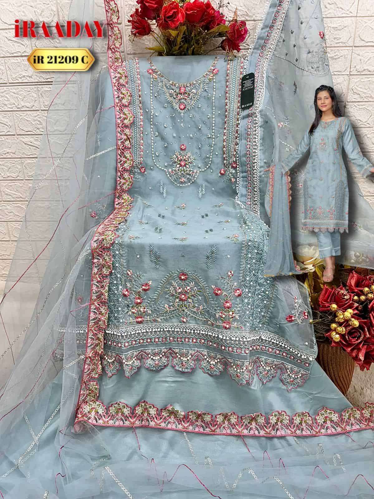 Fepic IR 21209 Colors Pakistani Designer Organza Embroidered Suit Wholesalers view 7