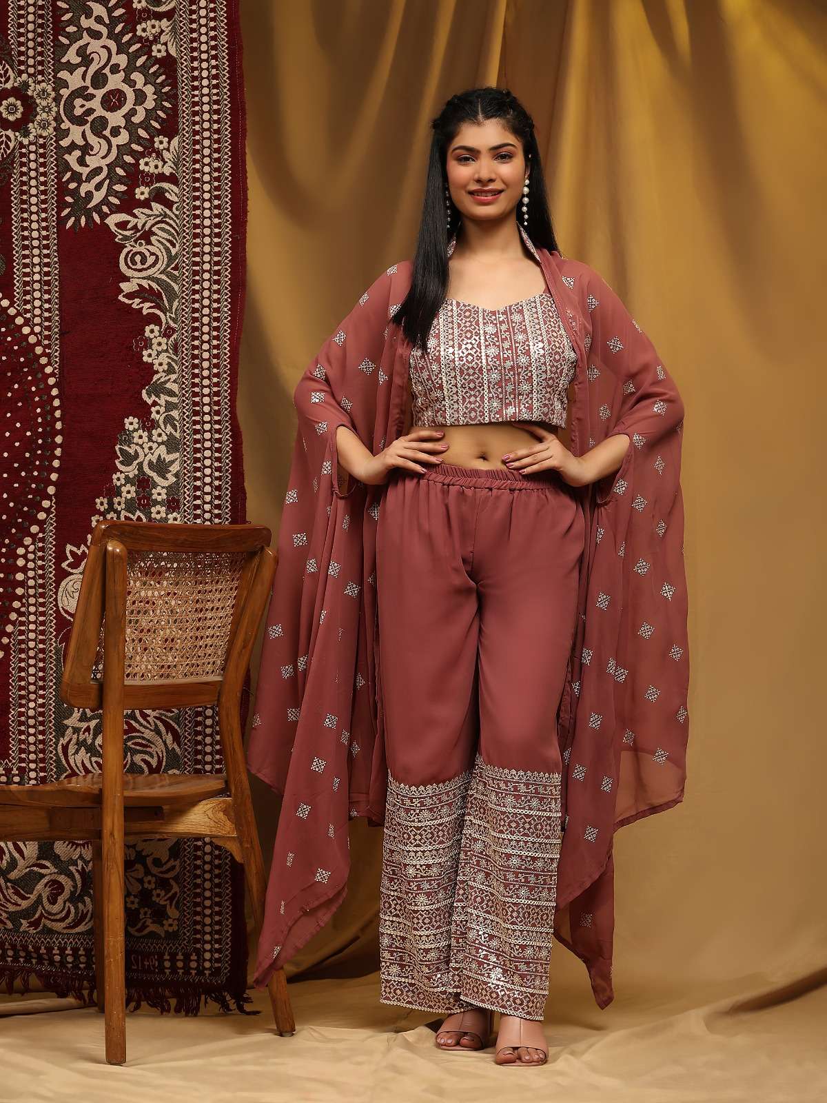 Amoha Trends Georgette Lehenga Saree Set view 6
