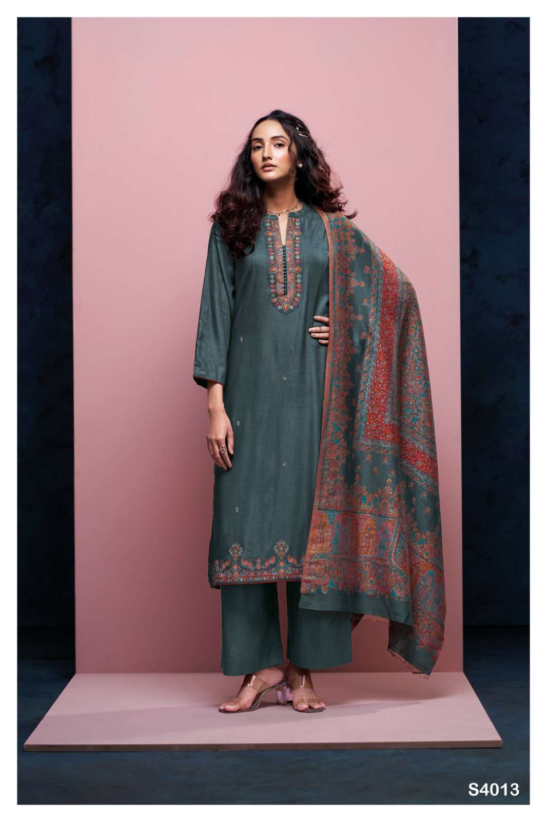 Ganga Fashion Ulvea 4013 Winter Collection Pashmina Suit Collection view 2
