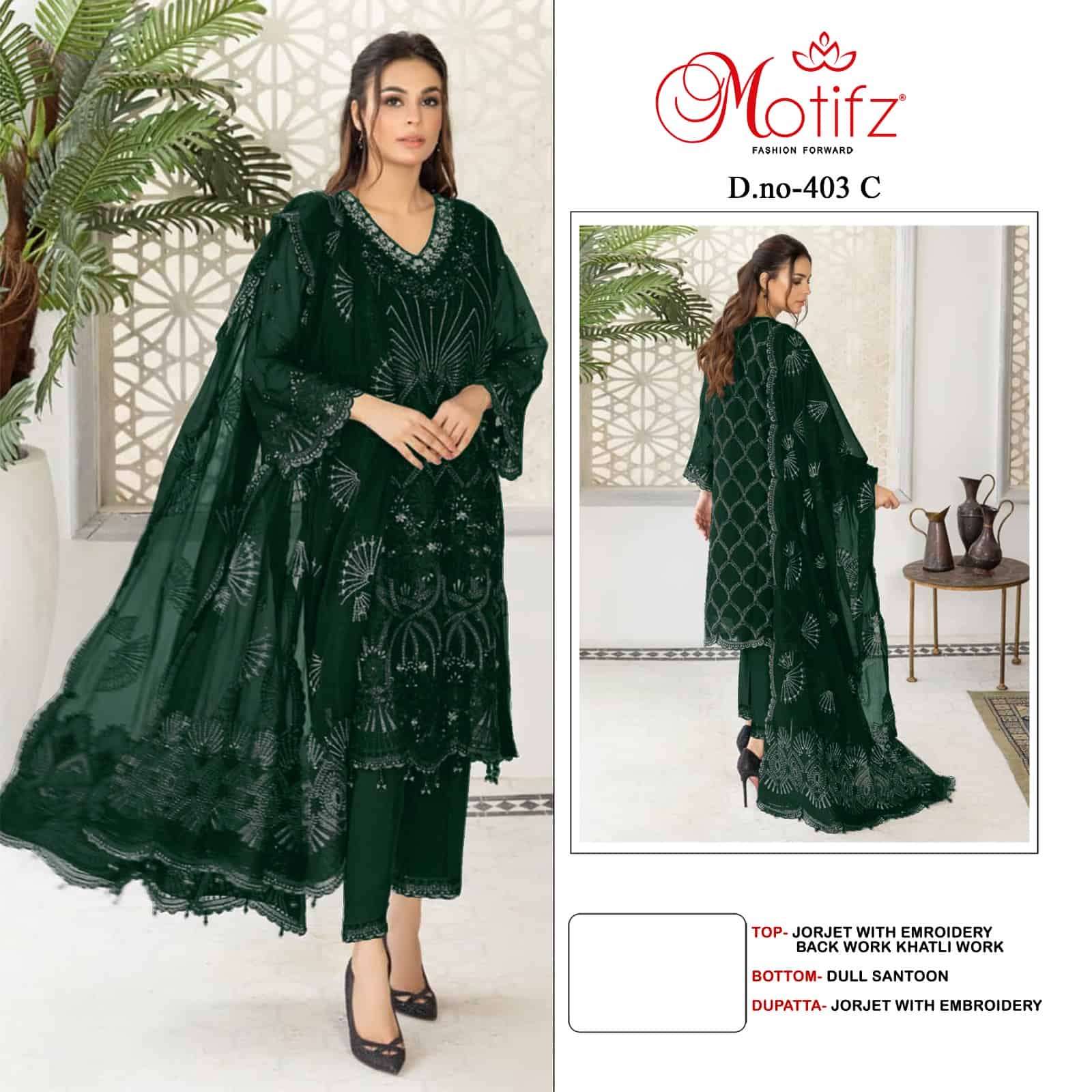 Motifz 403 Colors Pakistani Exclusive Designer Style Party wear Suit Wholesalers view 4