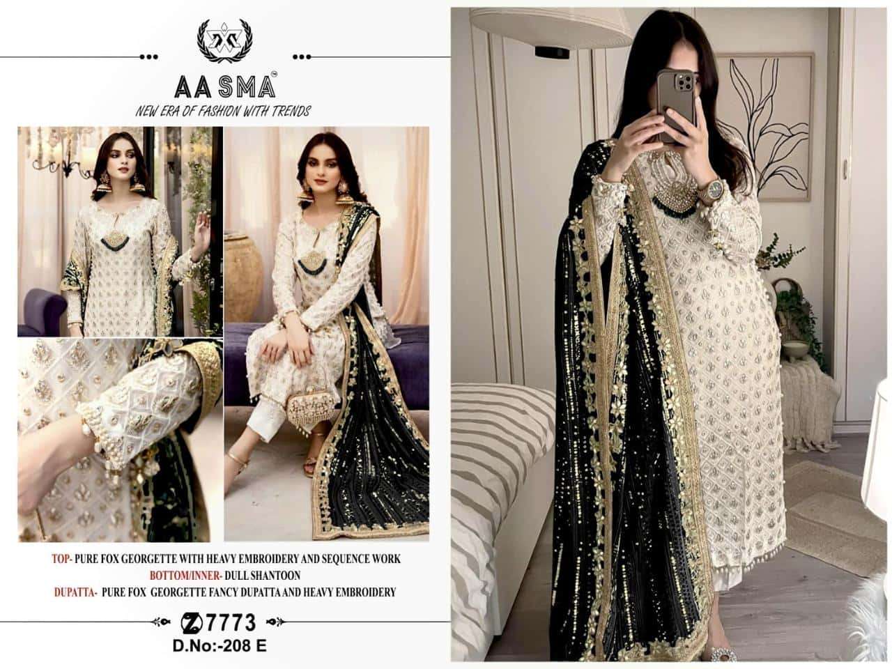 Aasma 208-E Georgette Embroidered Salwar